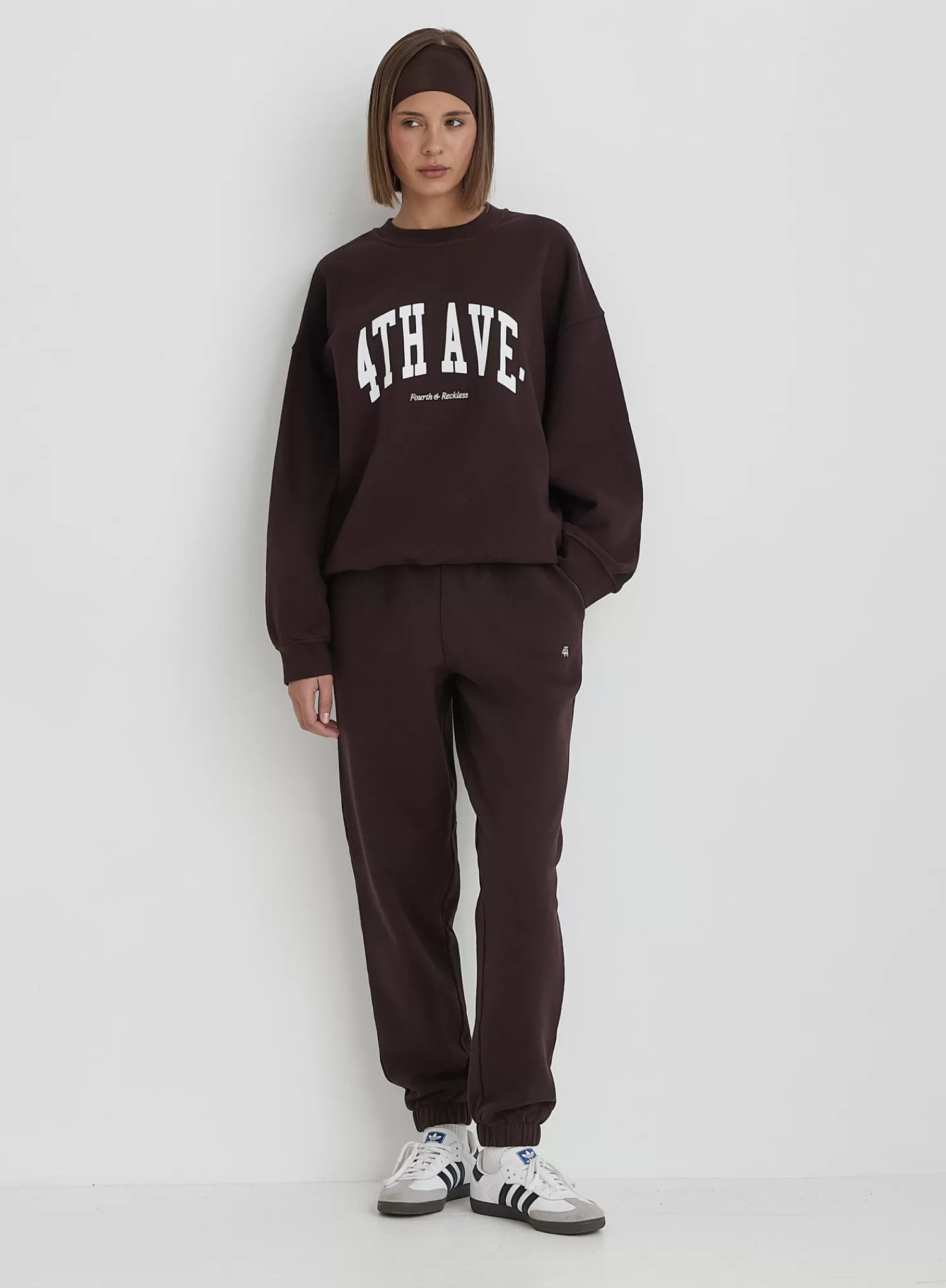 Chocolate Branded Cuffed Jogger- Avenue-4th & Reckless Sale