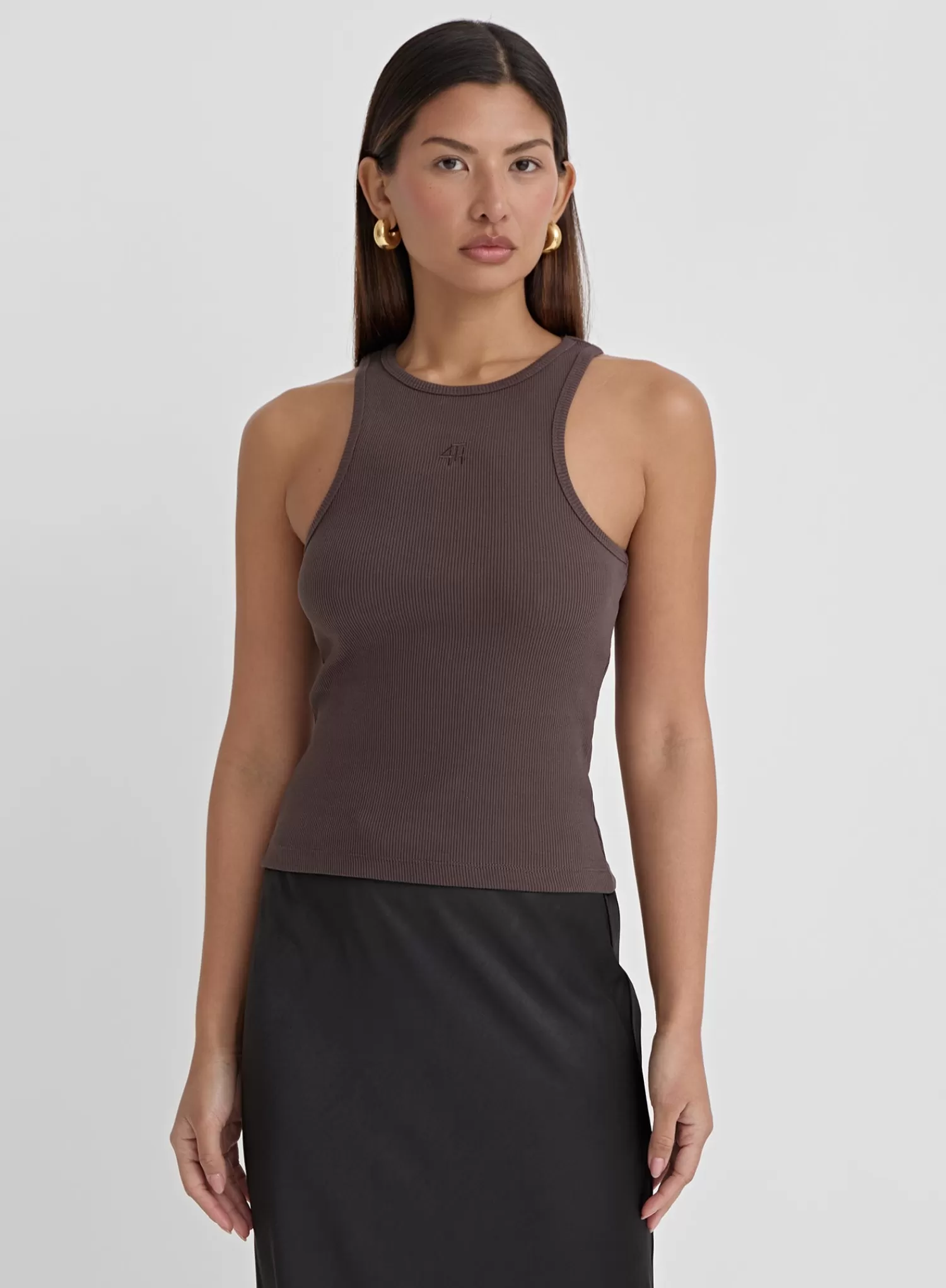 Chocolate Brown 4th Branded Racer Vest Top- Everyday-4th & Reckless Cheap