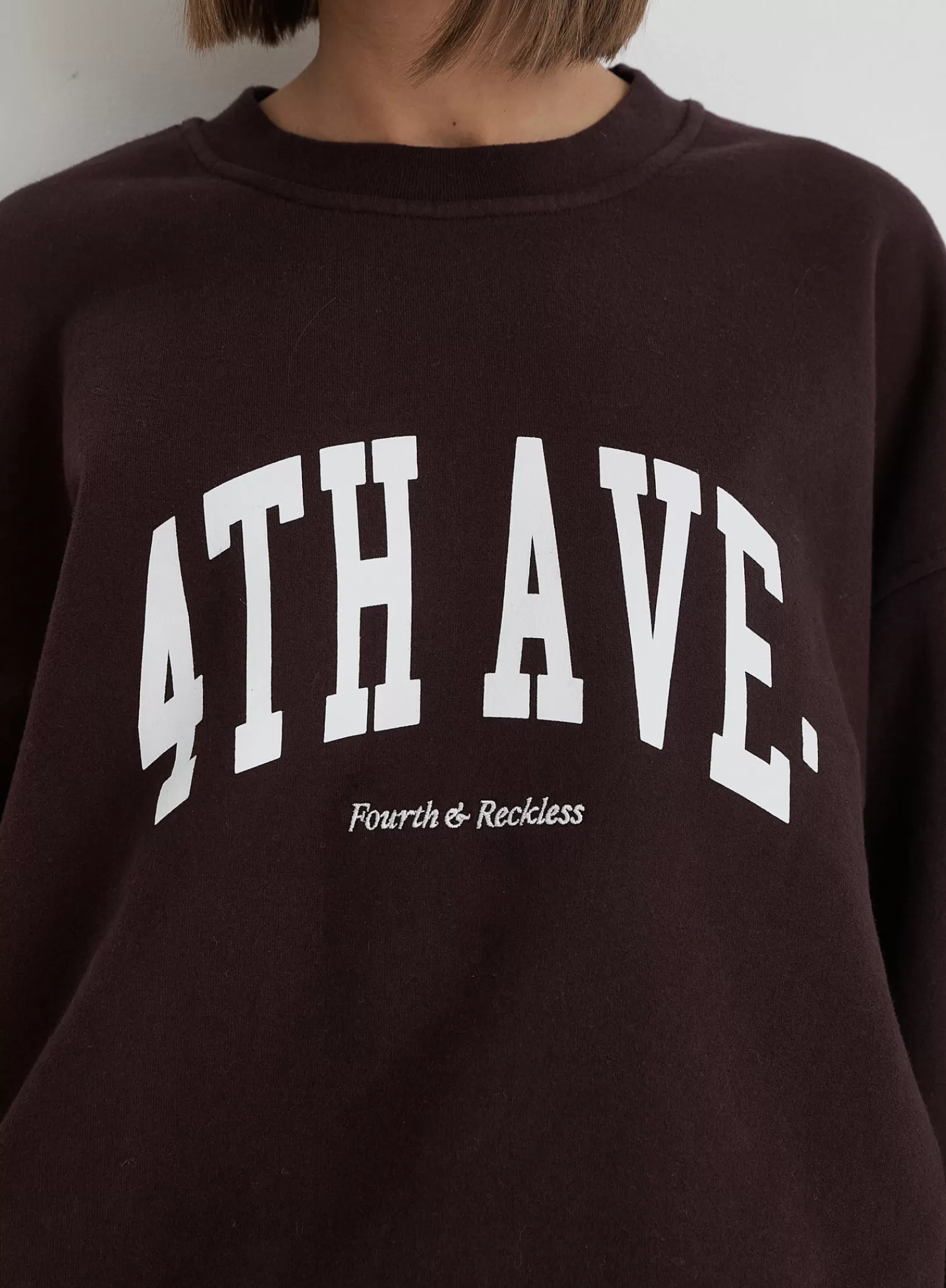 Chocolate 4th Avenue Slogan Oversized Sweatshirt- Avenue-4th & Reckless Cheap