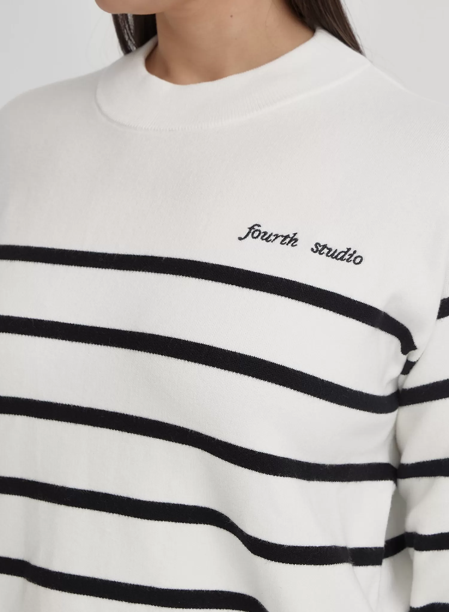 Cream And Navy Plus Size Stripe Jumper- Myda-4th & Reckless Store