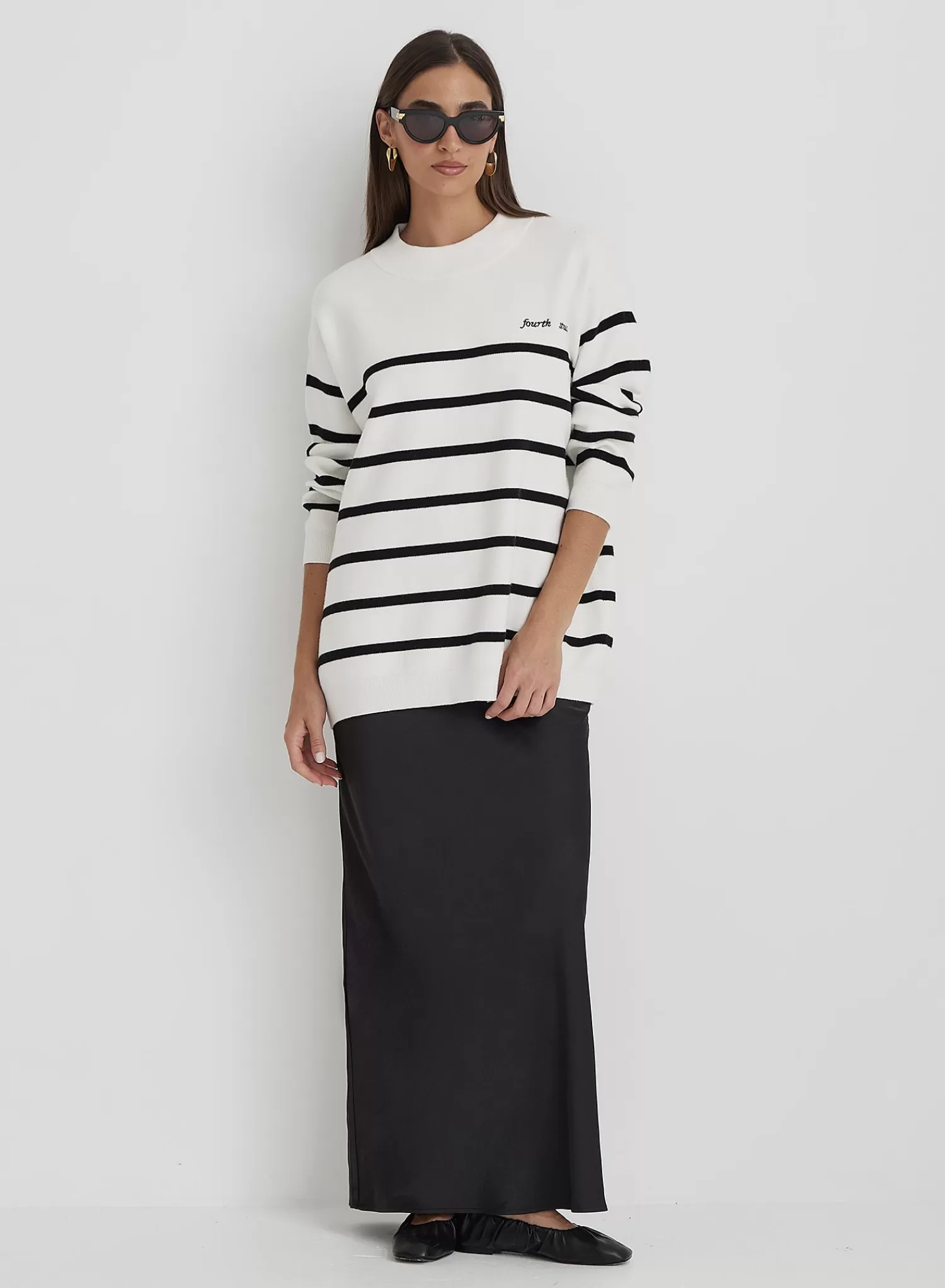 Cream And Navy Stripe Jumper- Myda-4th & Reckless New