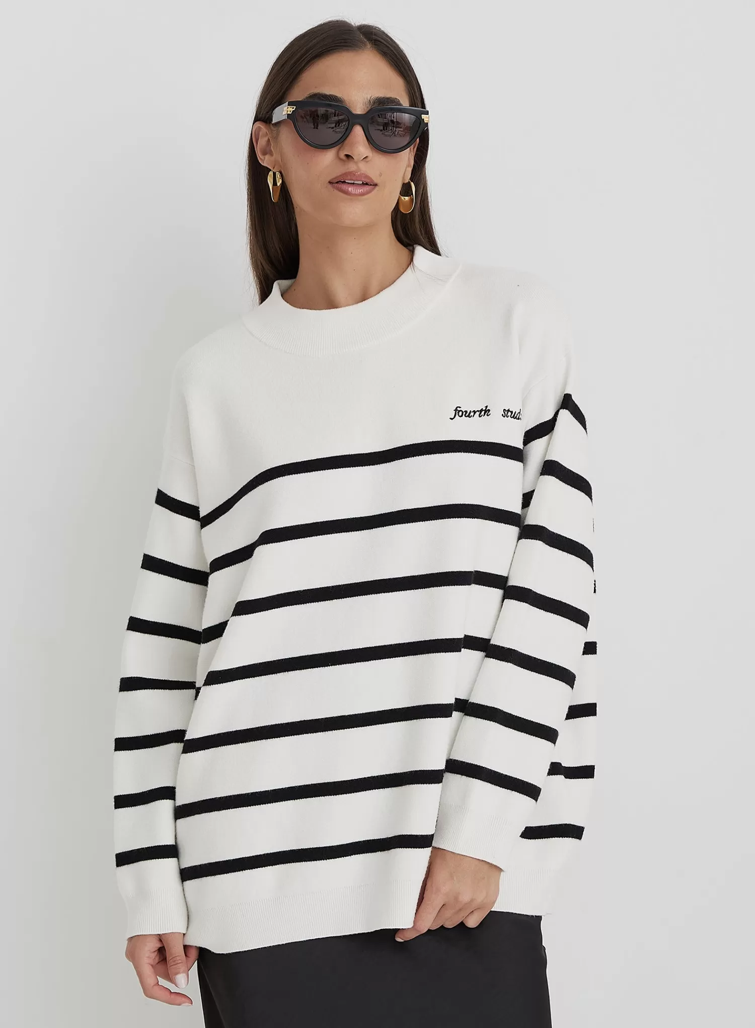 Cream And Navy Stripe Jumper- Myda-4th & Reckless New