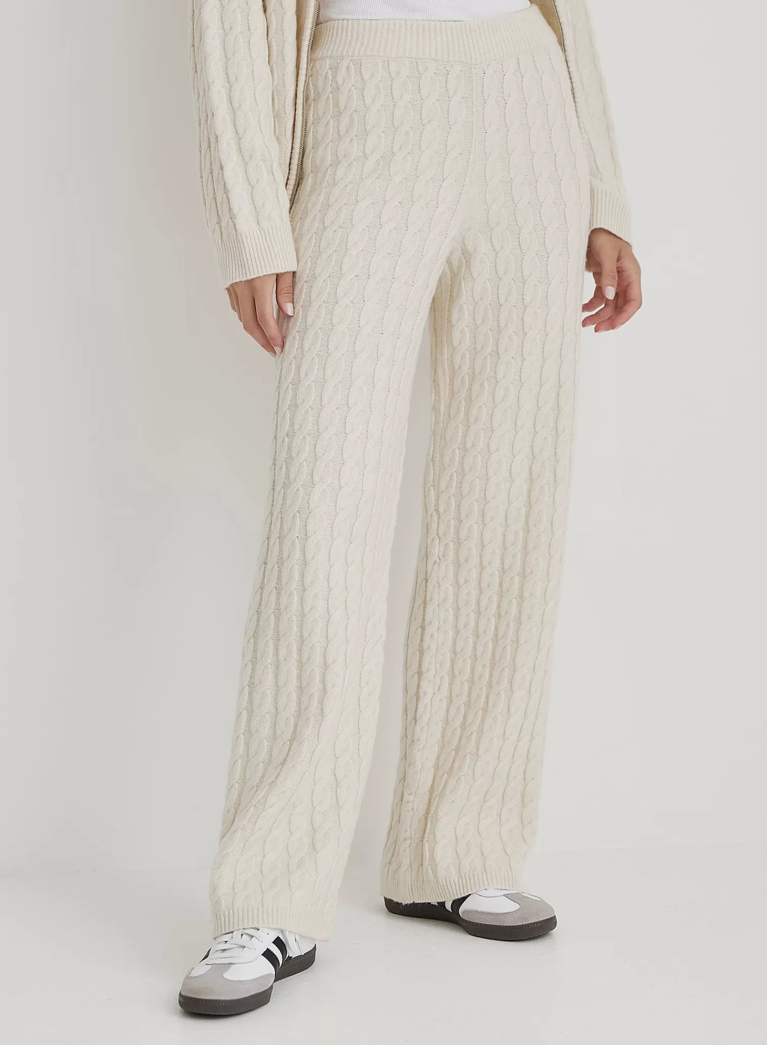 Cream Cable Knit Trouser- Janina-4th & Reckless Store