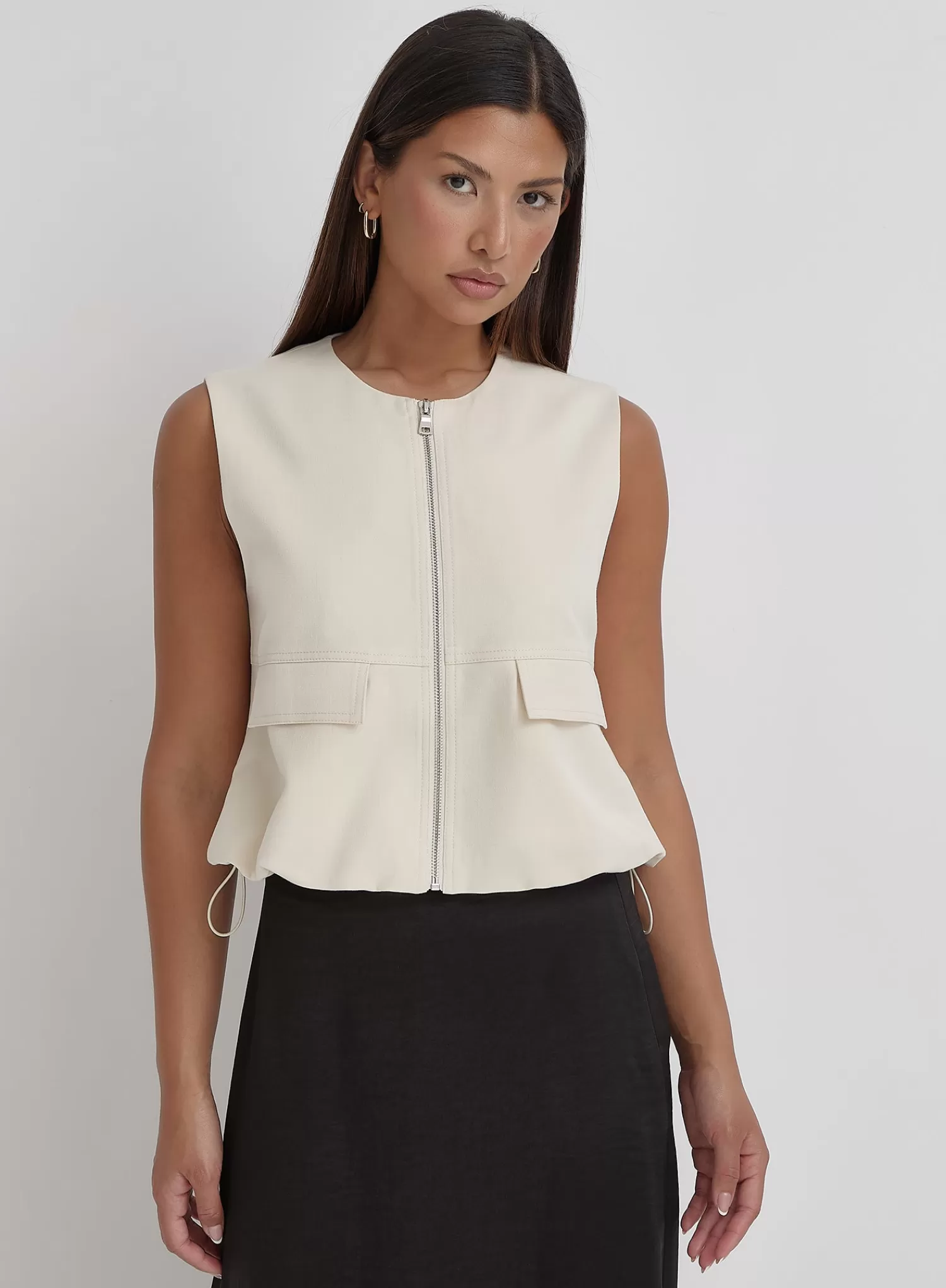 Cream Cotton Drawstring Gilet- Sei-4th & Reckless Online