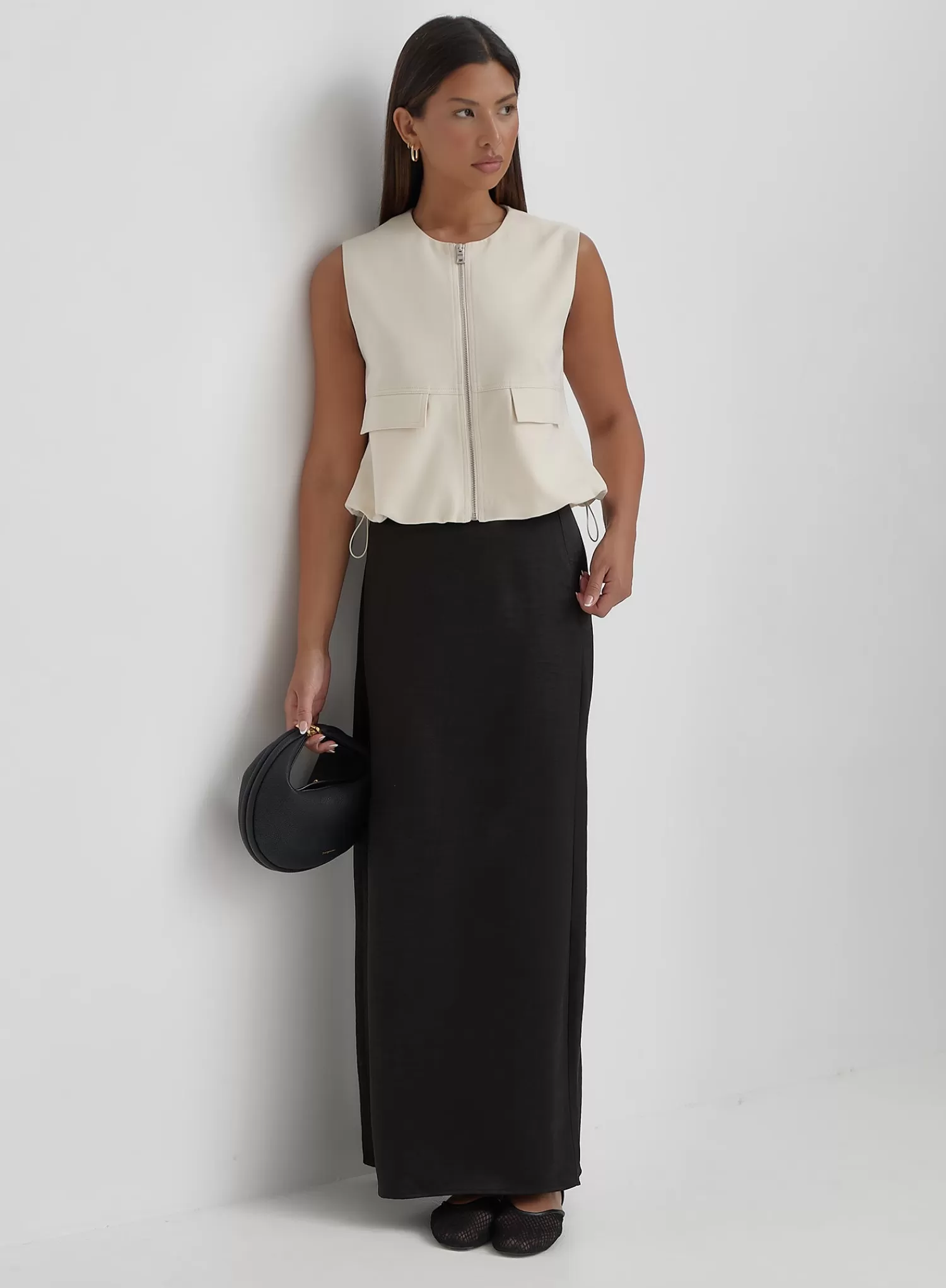 Cream Cotton Drawstring Gilet- Sei-4th & Reckless Online