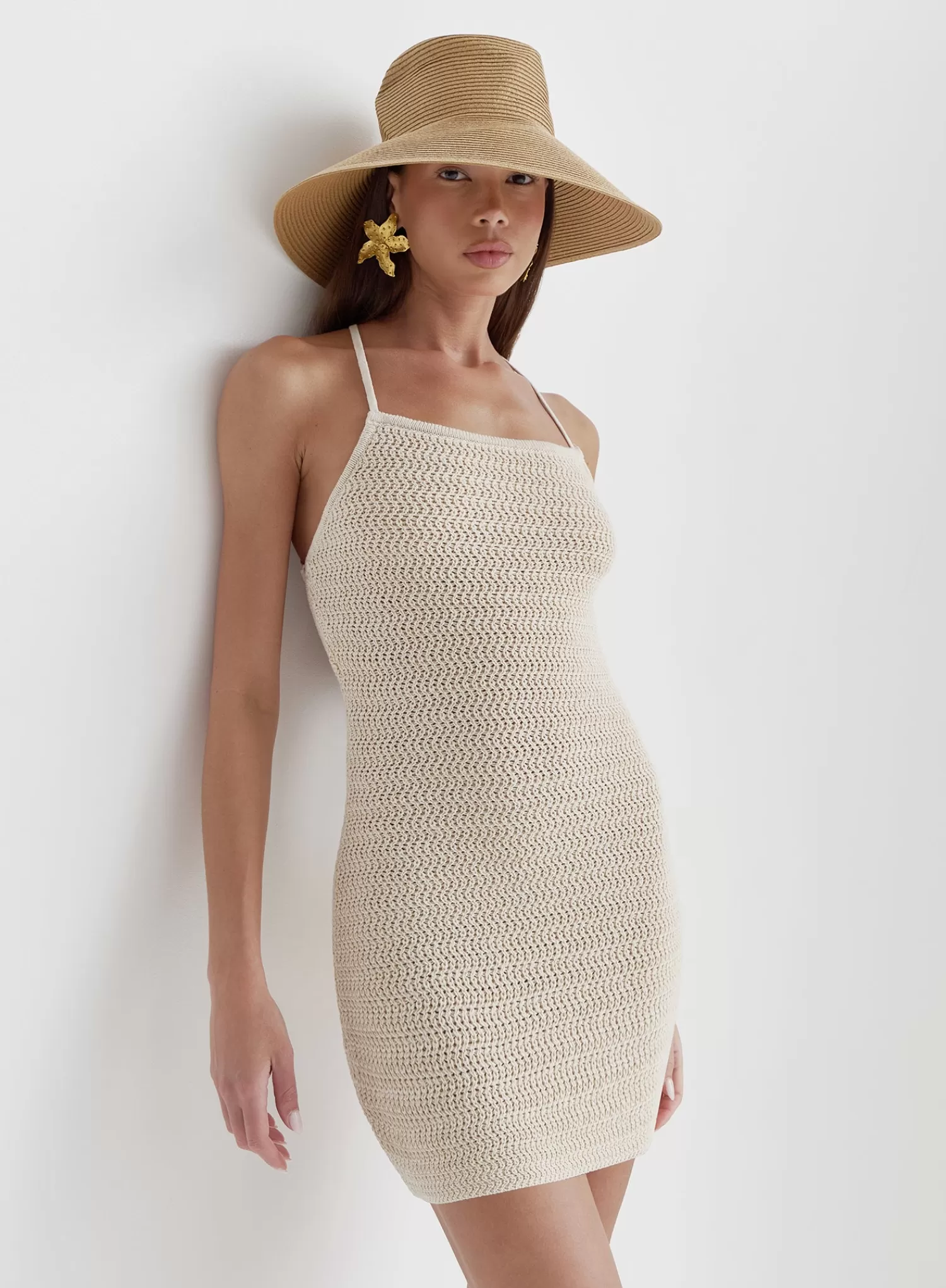 Cream Crochet Mini Dress- Sylvie-4th & Reckless Store