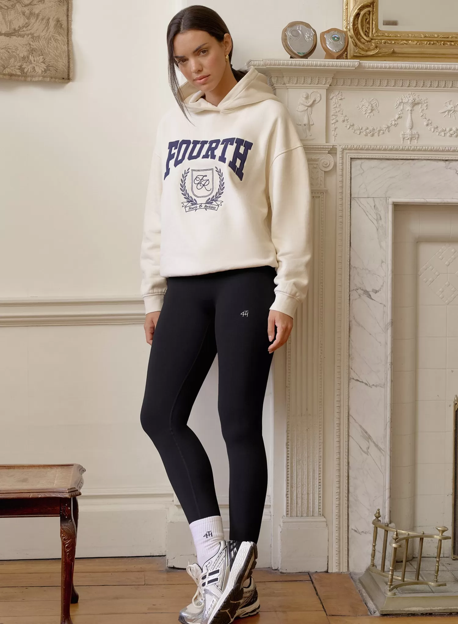 Cream Fourth Varsity Emblem Oversized Hoodie- Harlow-4th & Reckless Hot