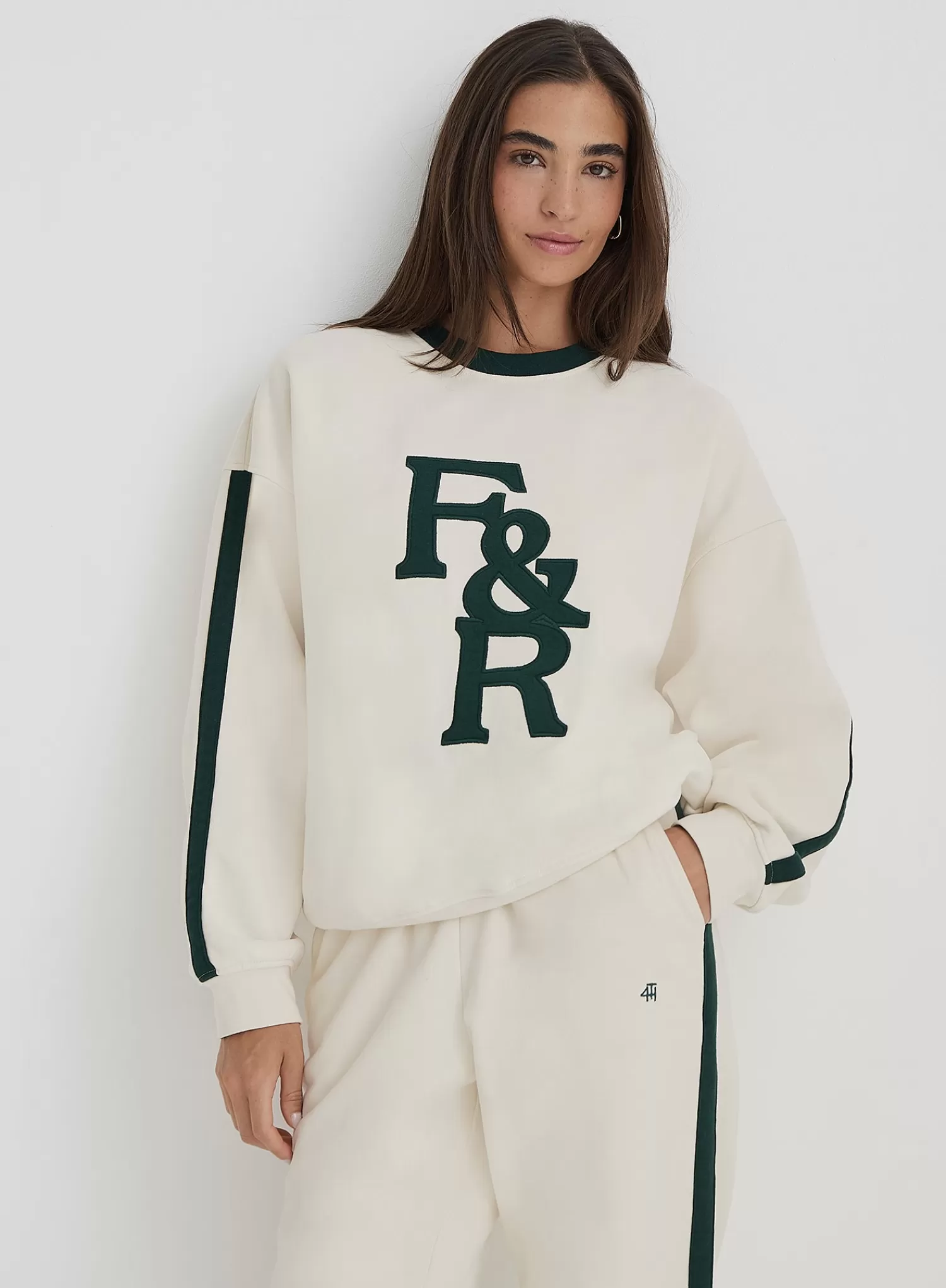 Cream F&R Branded Relaxed Oversized Sweatshirt- Sloane-4th & Reckless Cheap