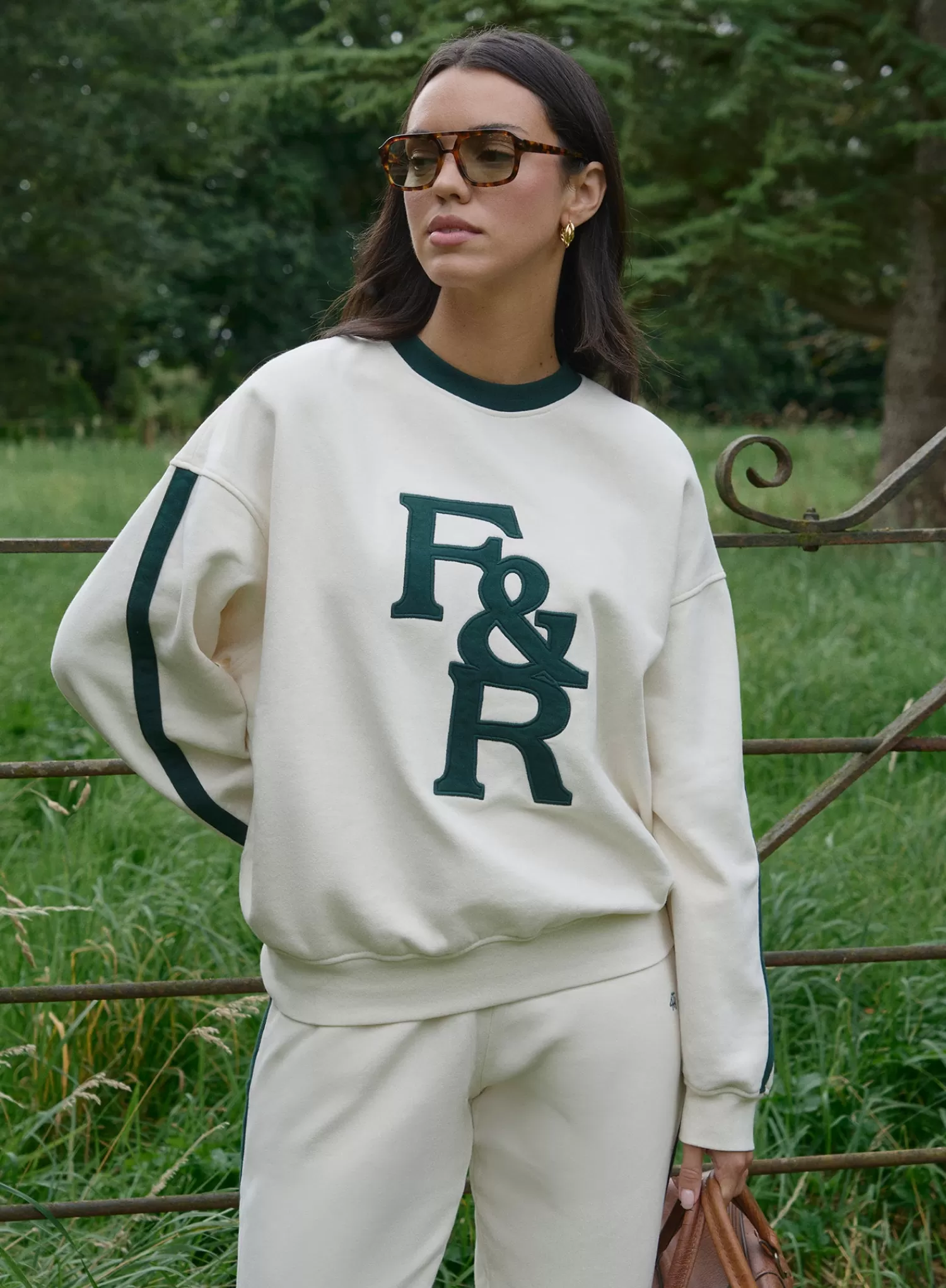 Cream F&R Branded Relaxed Oversized Sweatshirt- Sloane-4th & Reckless Cheap