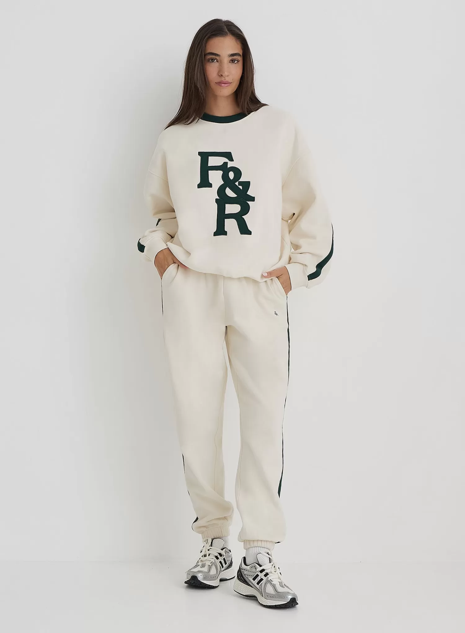Cream F&R Branded Relaxed Oversized Sweatshirt- Sloane-4th & Reckless Cheap