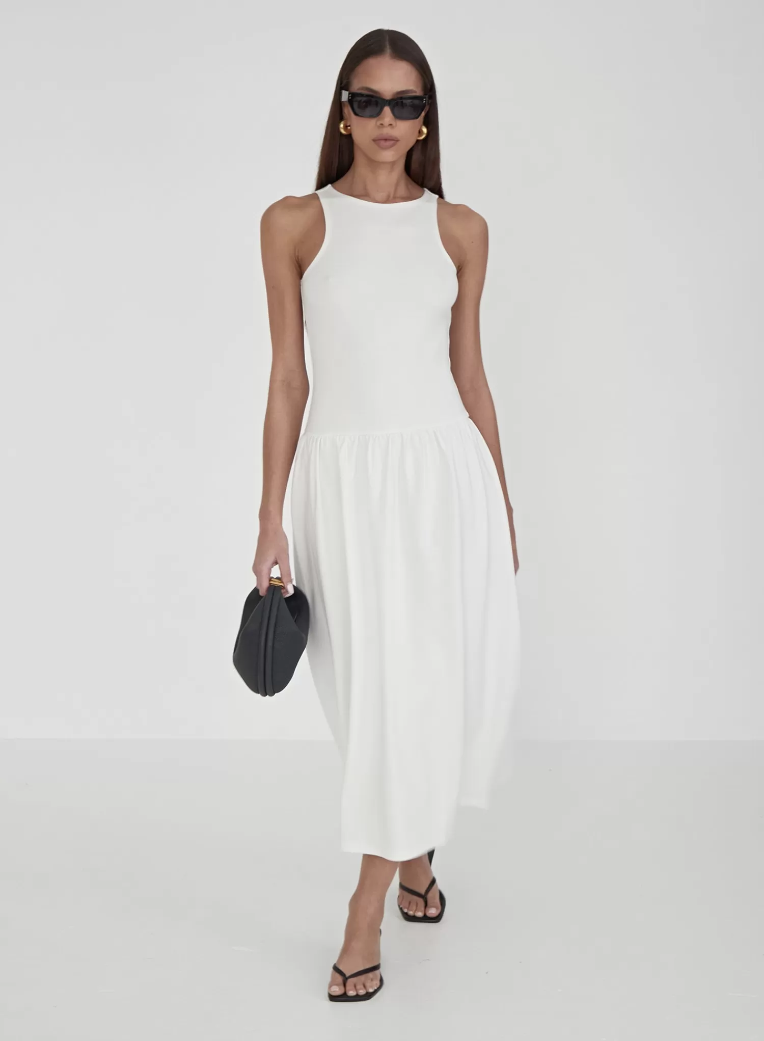 Cream Jersey Drop Waist Dress- Shannon-4th & Reckless Shop