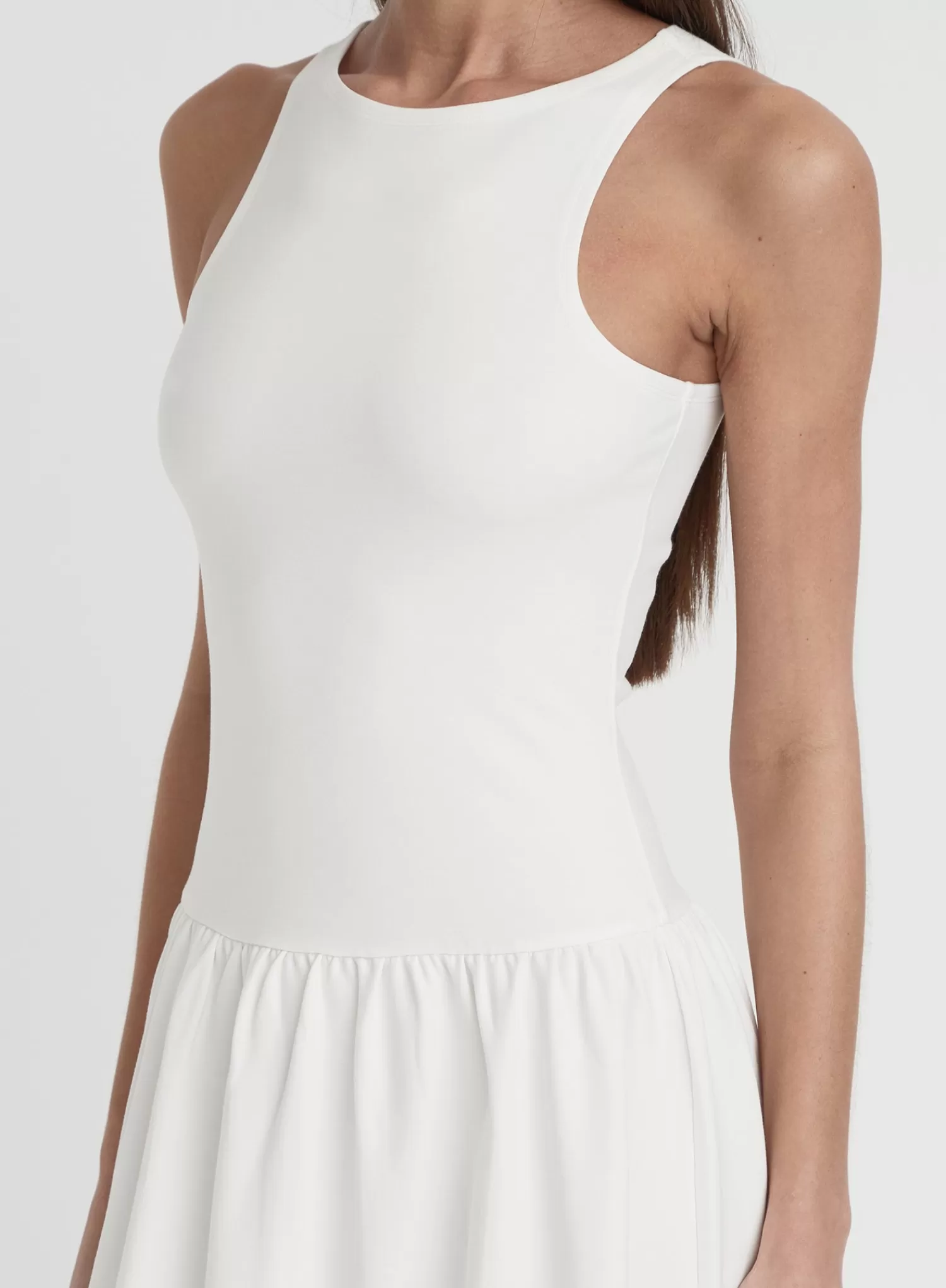 Cream Jersey Drop Waist Dress- Shannon-4th & Reckless Shop