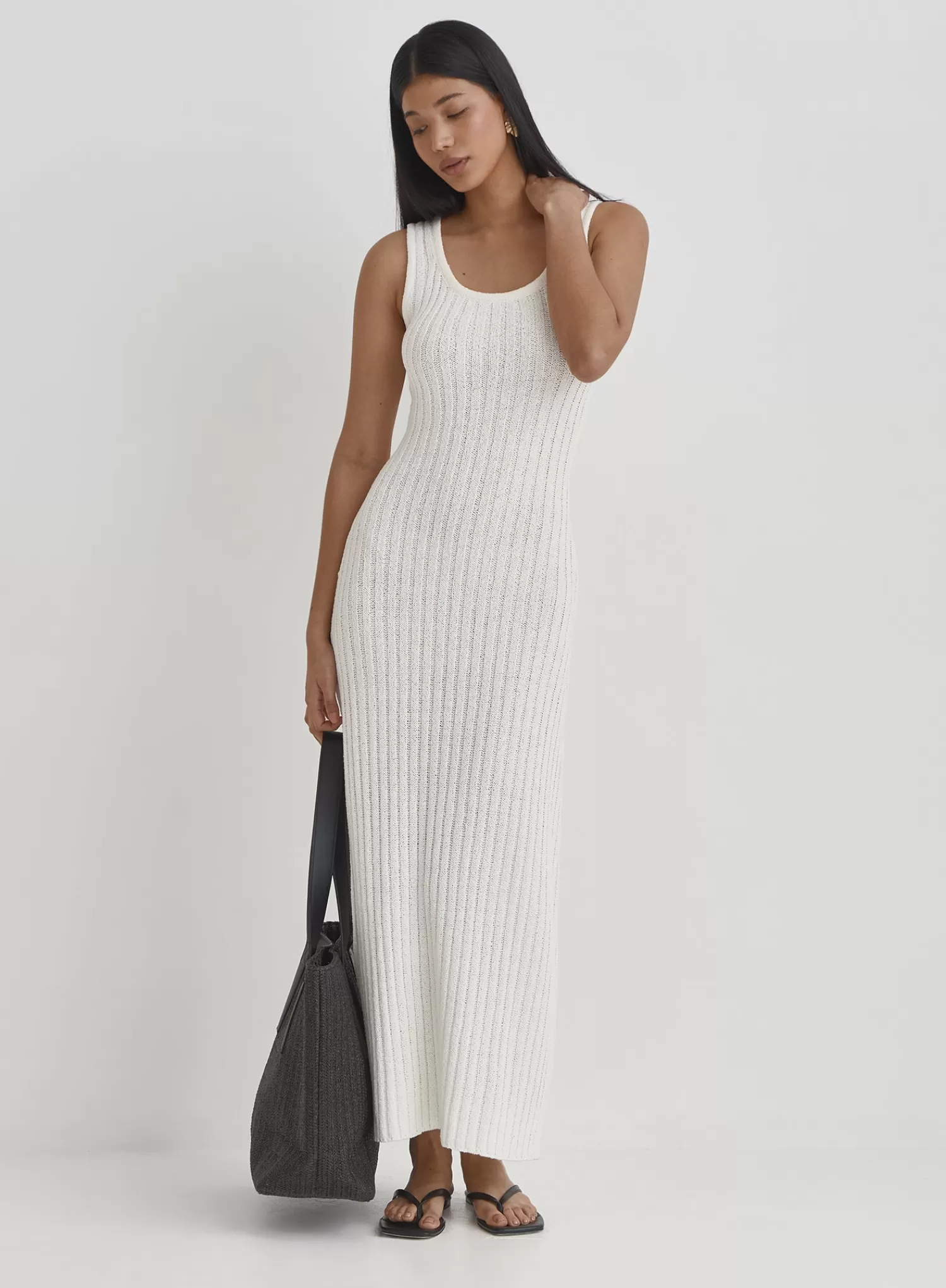 Cream Knit Maxi Dress- Cadie-4th & Reckless Cheap