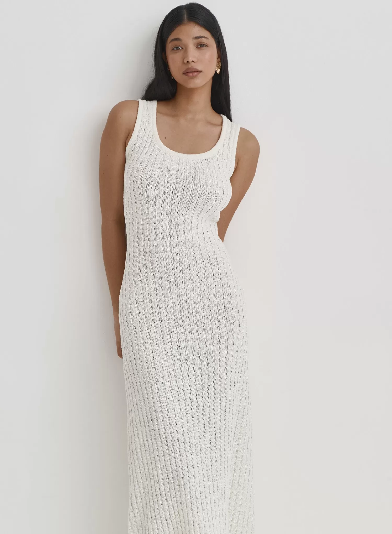 Cream Knit Maxi Dress- Cadie-4th & Reckless Cheap