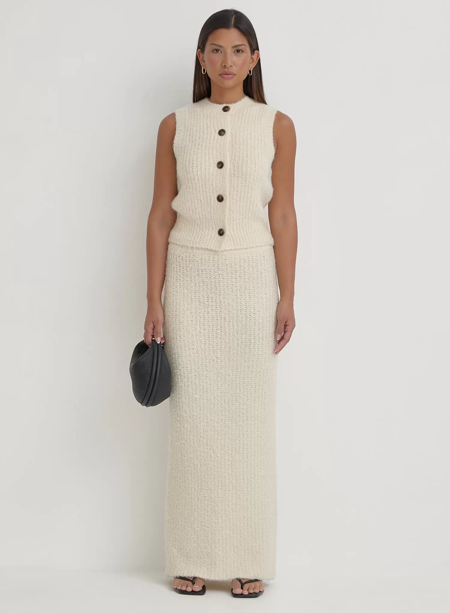 Cream Knit Maxi Skirt- Anine-4th & Reckless Cheap