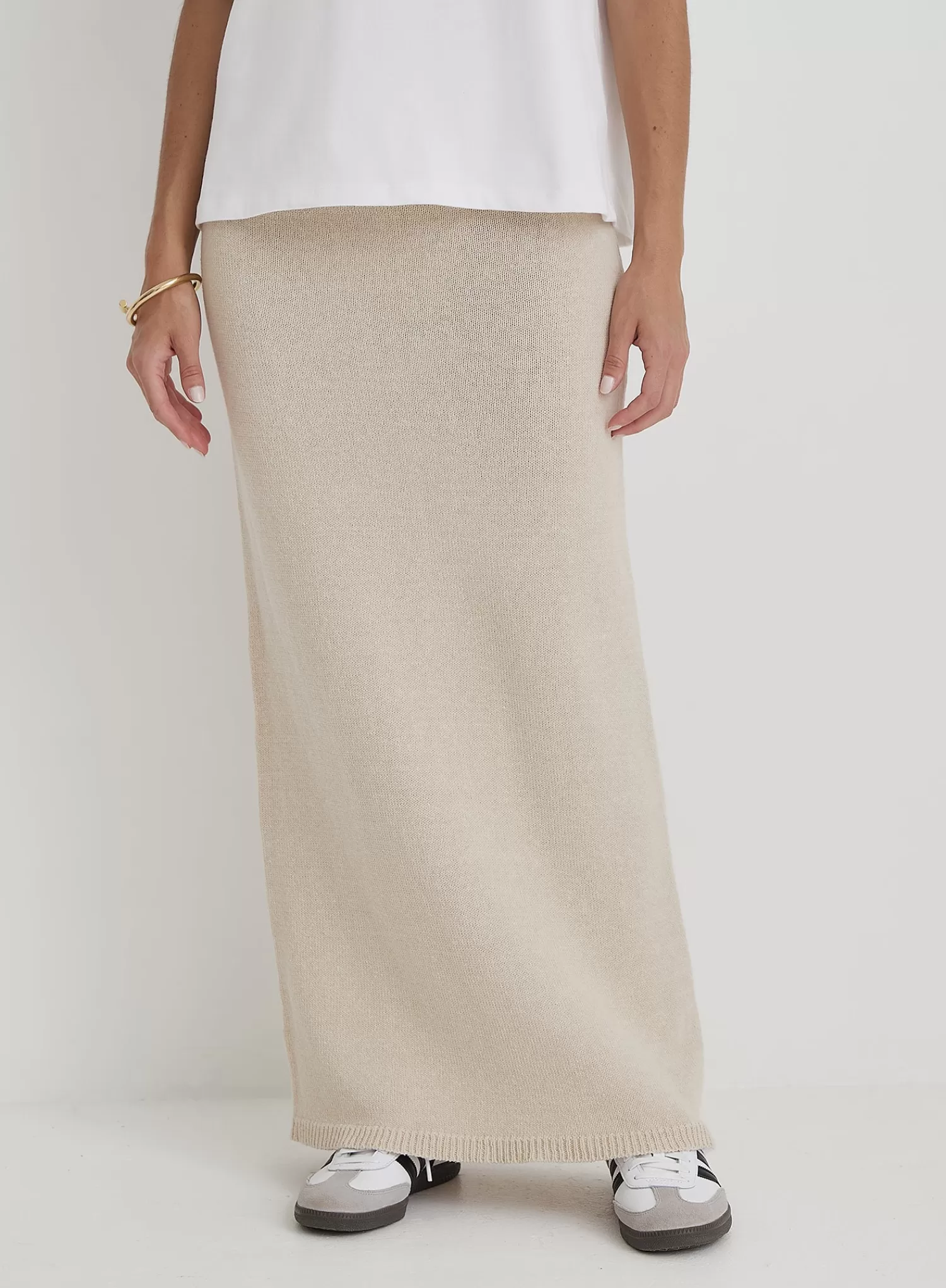 Cream Knit Maxi Skirt- Rico-4th & Reckless Best