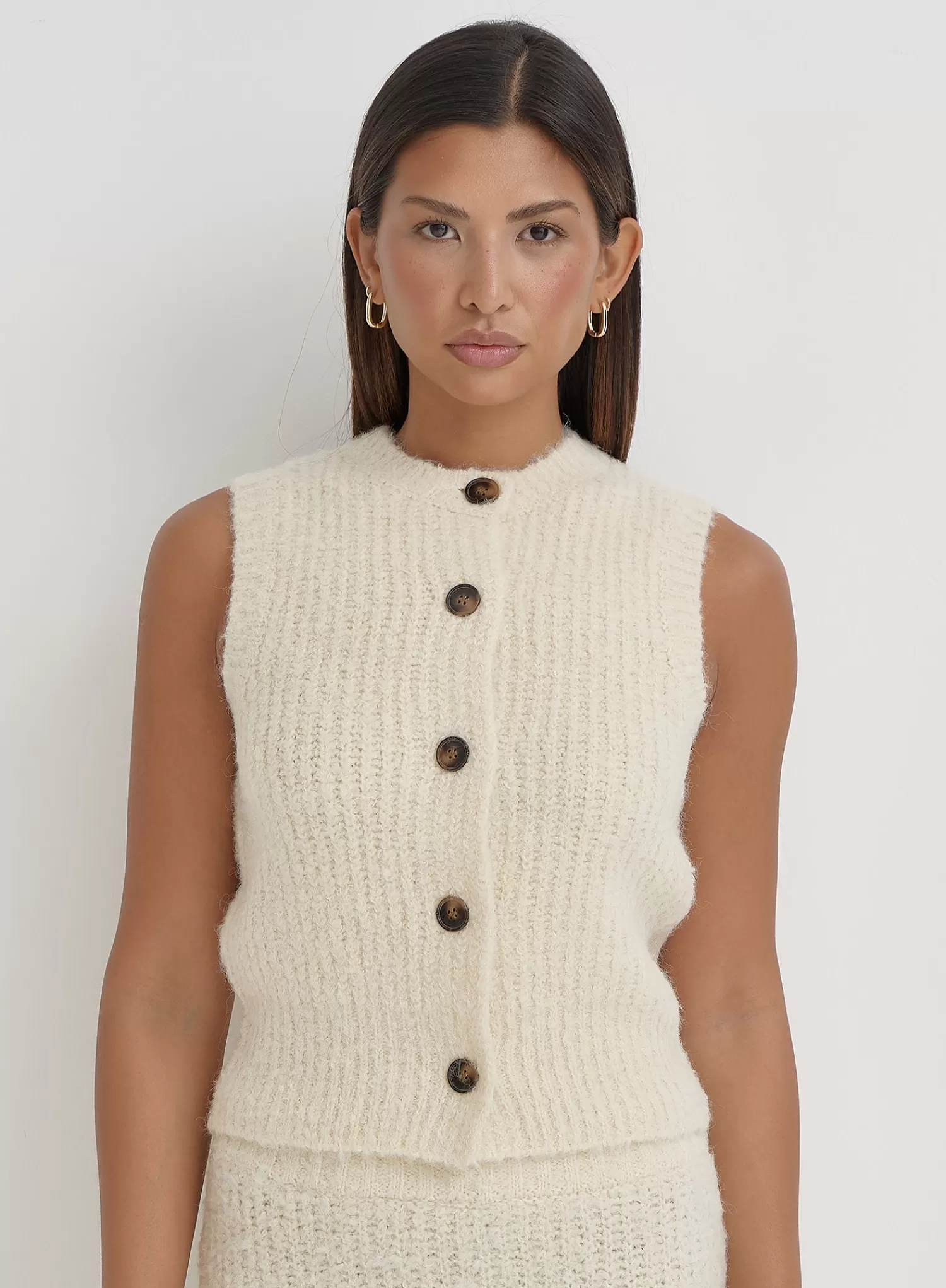 Cream Knit Waistcoat- Anine-4th & Reckless Clearance