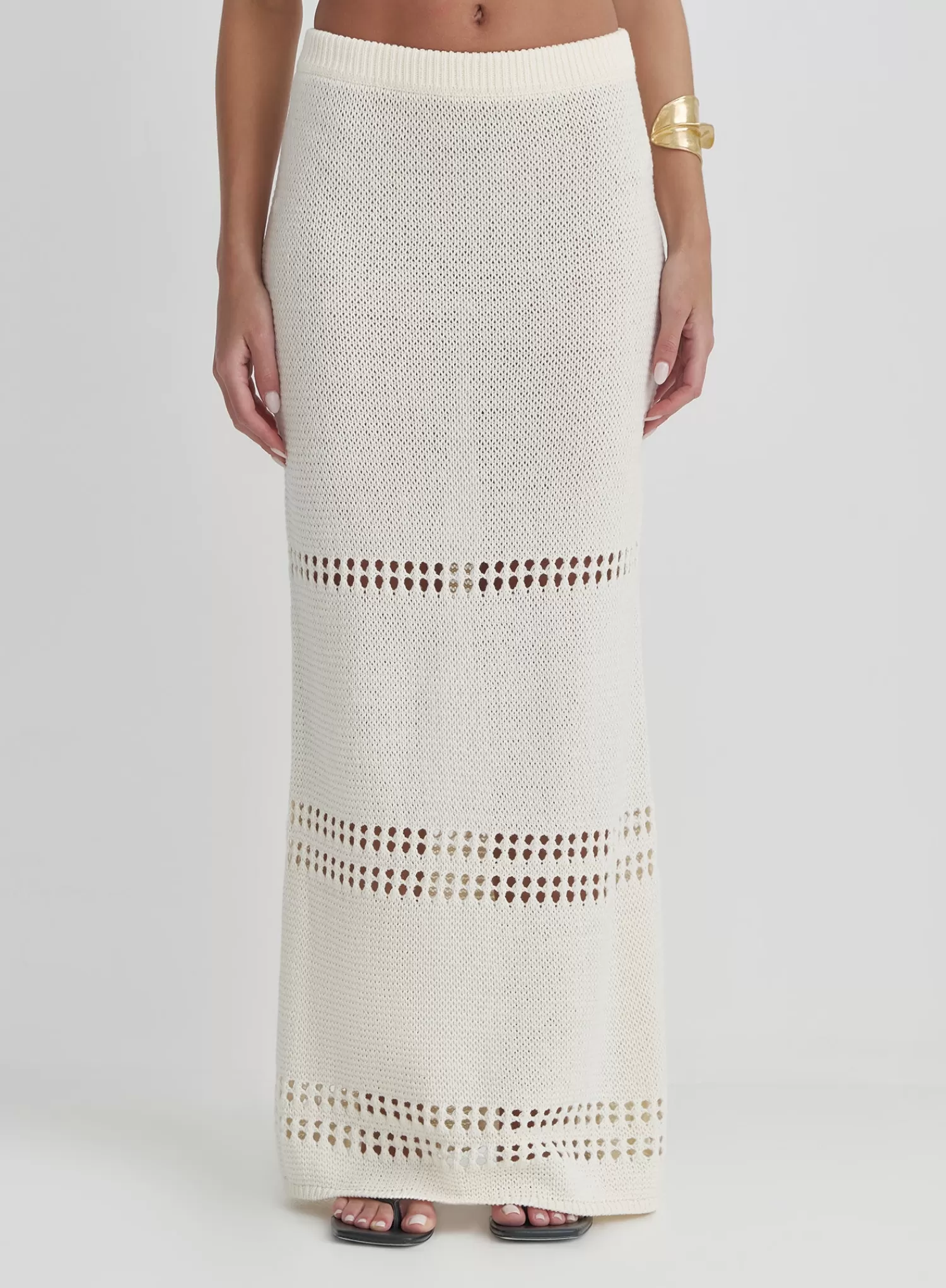 Cream Knitted Maxi Skirt- Odette-4th & Reckless Fashion