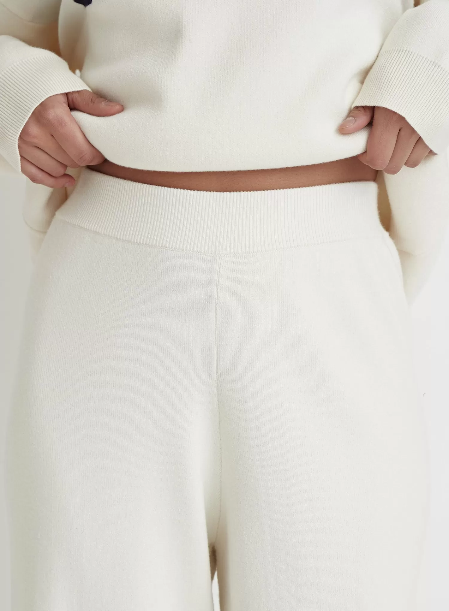 Cream Knitted Wide Leg Trouser- Cameron-4th & Reckless Cheap