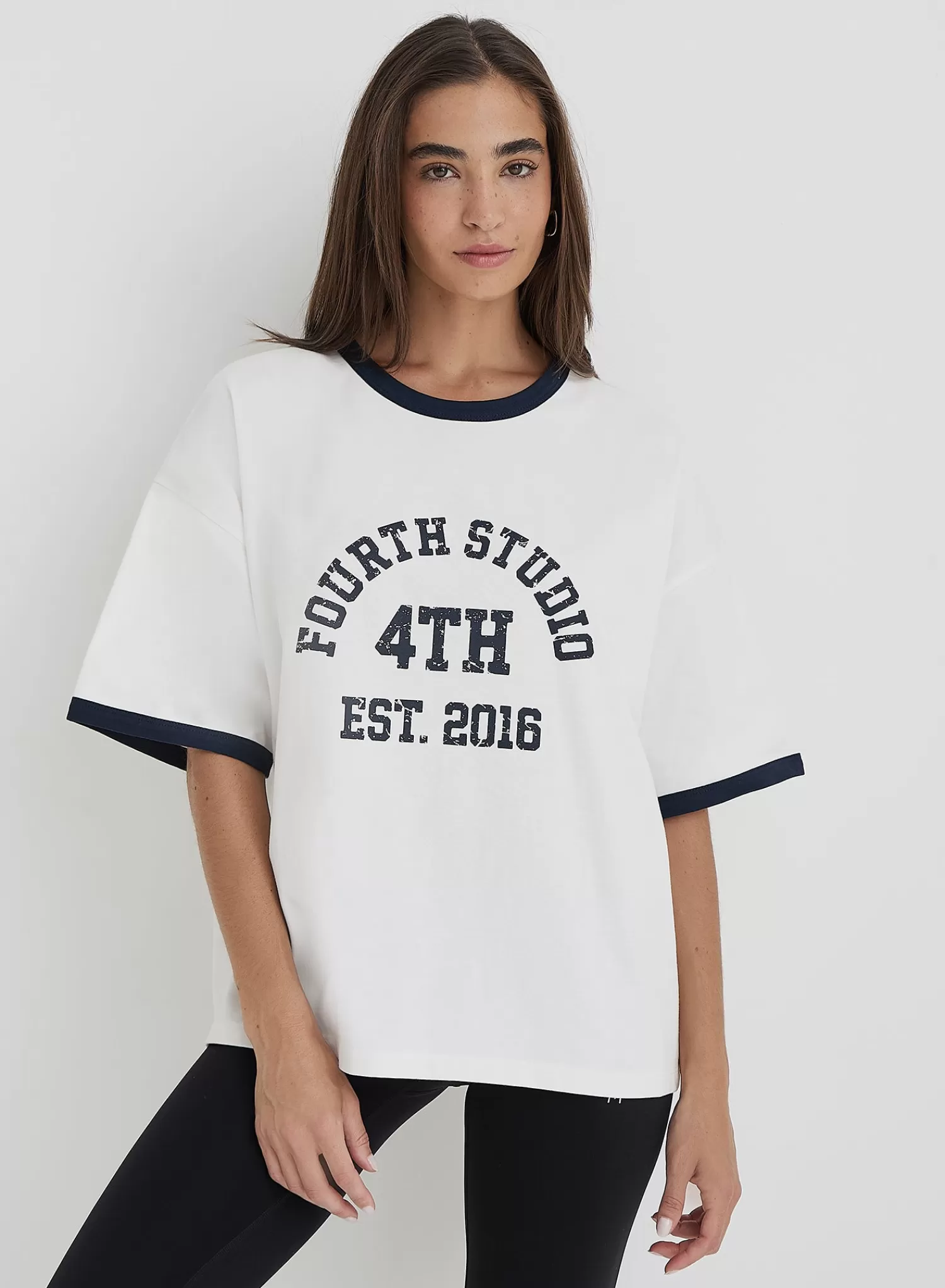 Cream Oversized Distressed Slogan T-Shirt- Finn-4th & Reckless Sale
