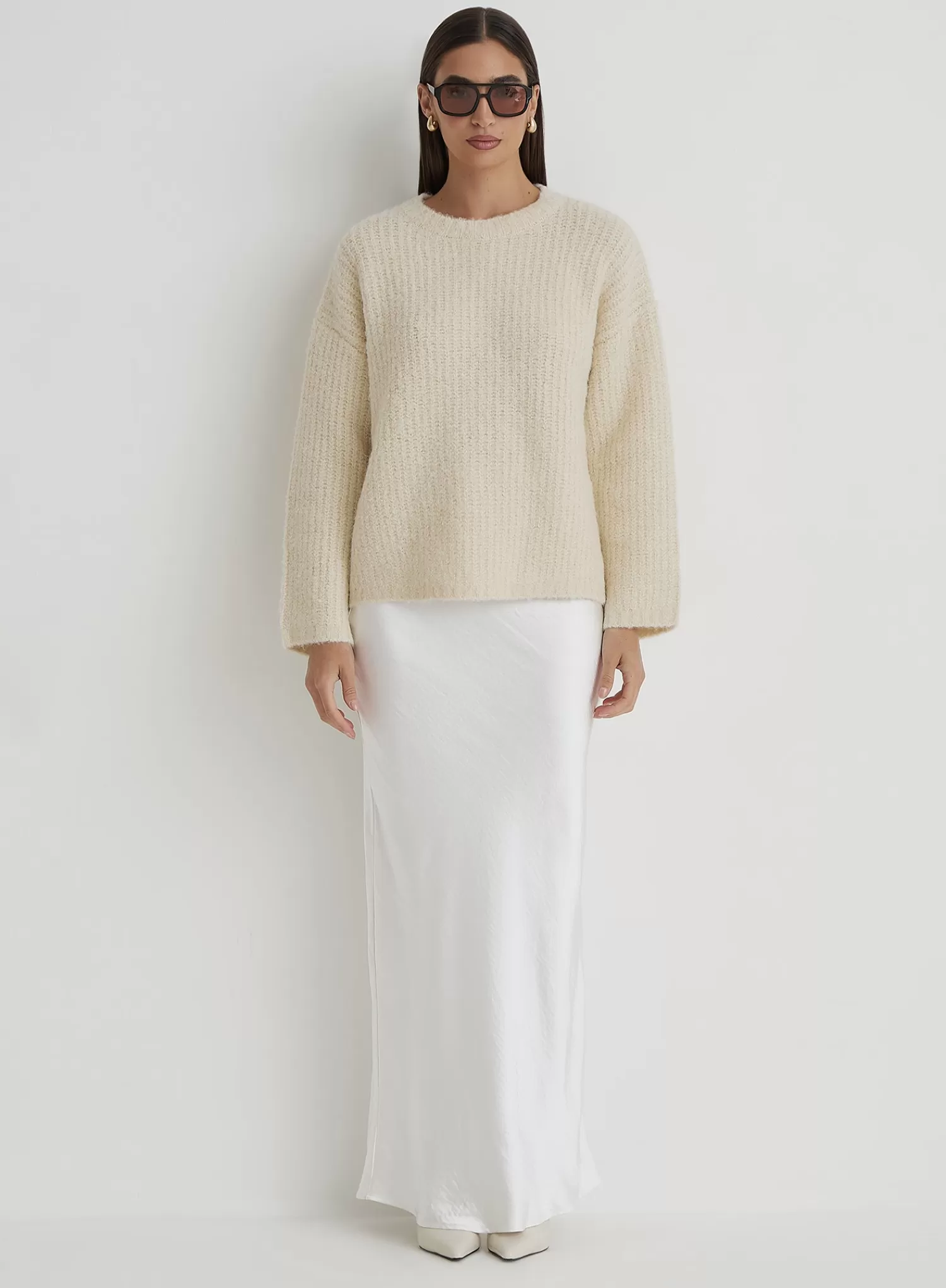 Cream Oversized Knitted Jumper- Abbie-4th & Reckless Flash Sale