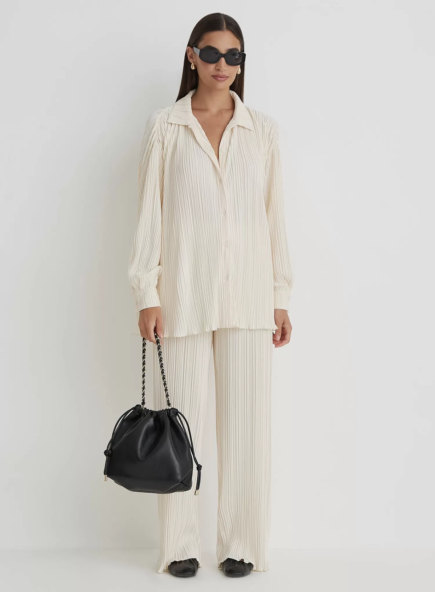 Cream Plisse Shirt - Palais-4th & Reckless Discount