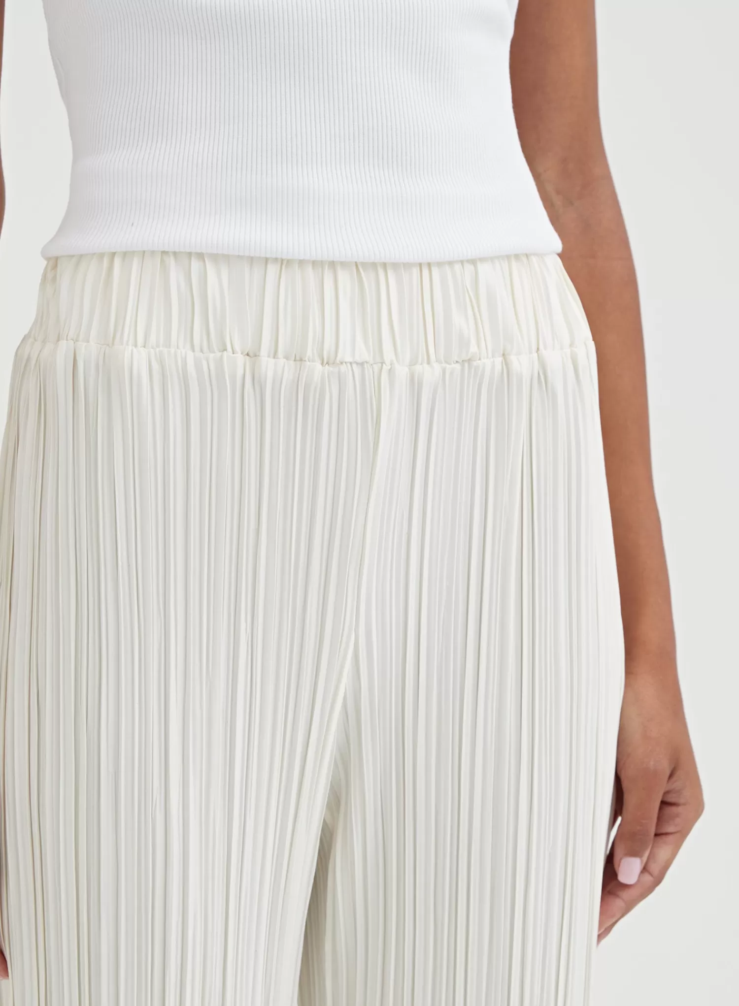 Cream Plisse Trousers - Palais-4th & Reckless Shop