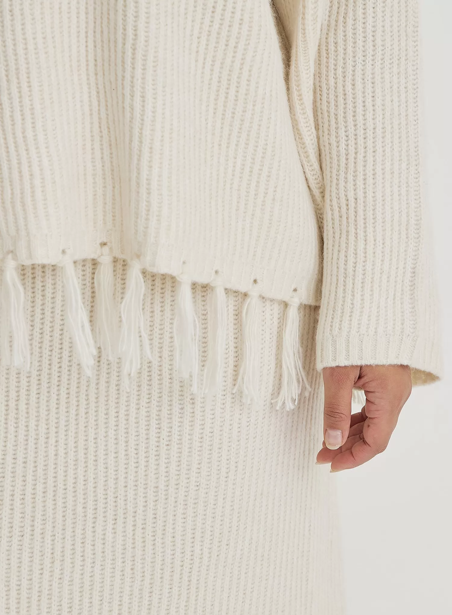 Cream Plus Size Oversized Tassle Trim Jumper- Fallon-4th & Reckless Cheap