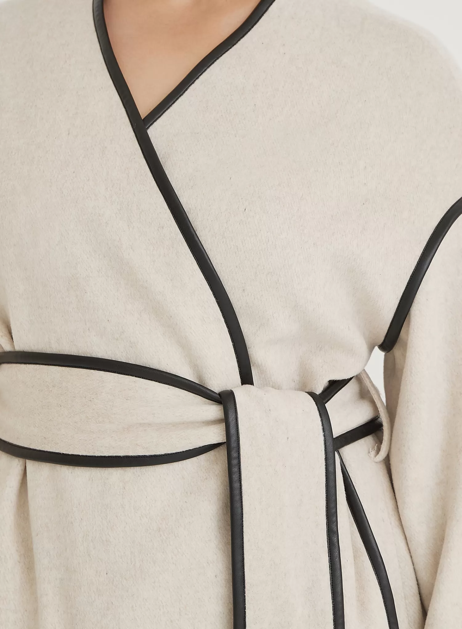 Cream Plus Size Wool Tie Waist Shacket- Hariette-4th & Reckless Hot