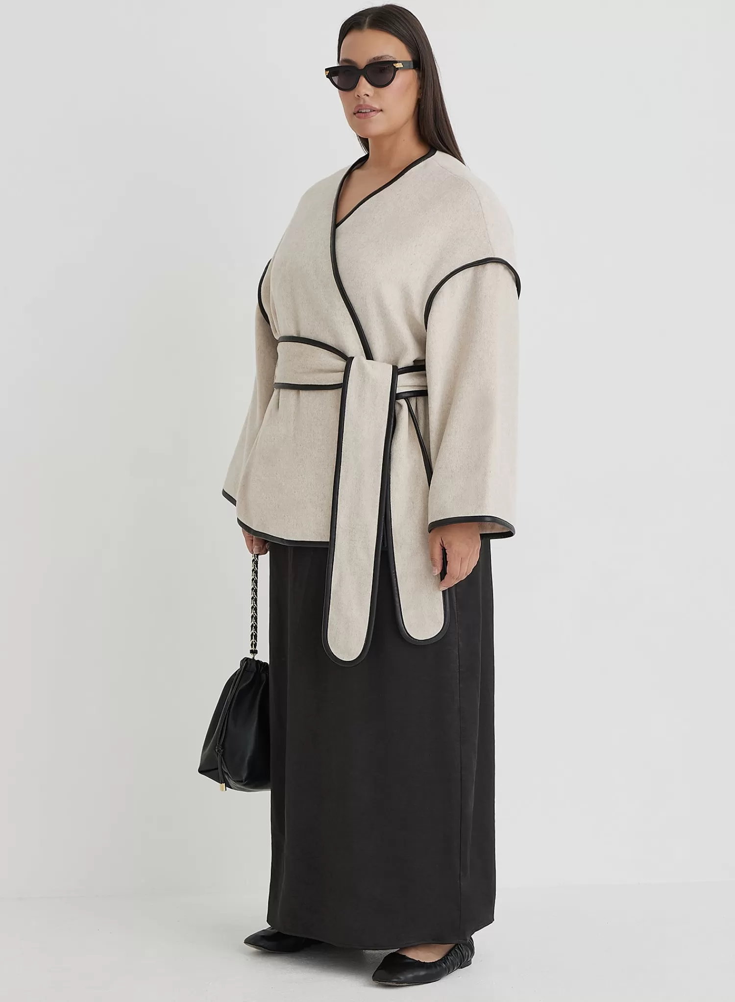 Cream Plus Size Wool Tie Waist Shacket- Hariette-4th & Reckless Hot