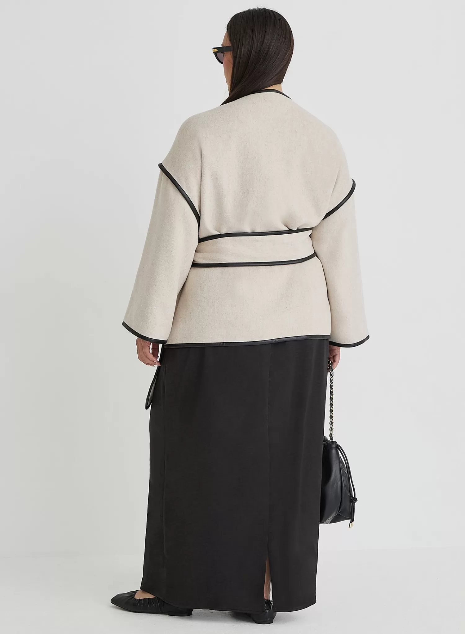 Cream Plus Size Wool Tie Waist Shacket- Hariette-4th & Reckless Hot