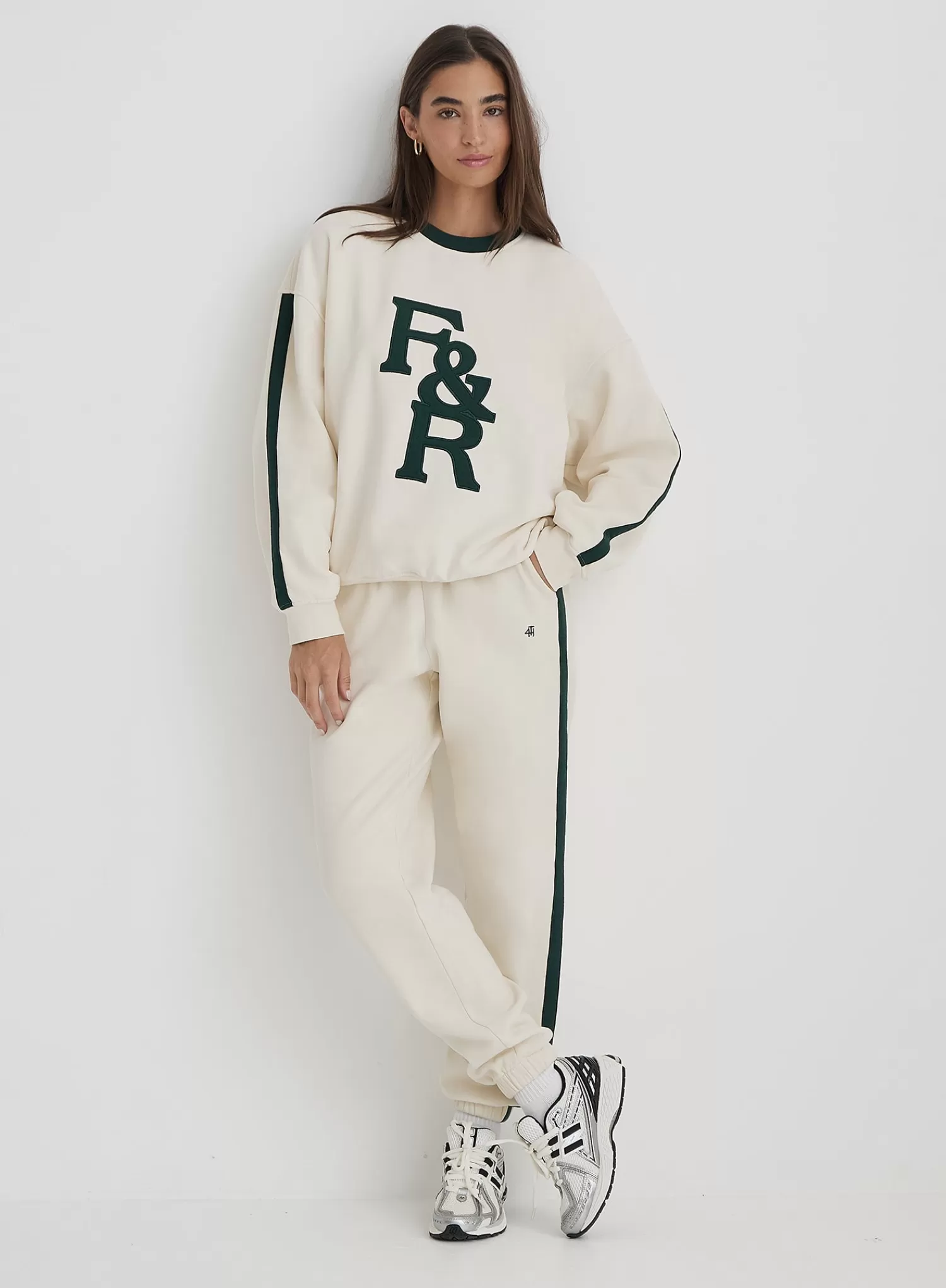 Cream 4th Branded Contrast Trim Jogger- Sloane-4th & Reckless Online