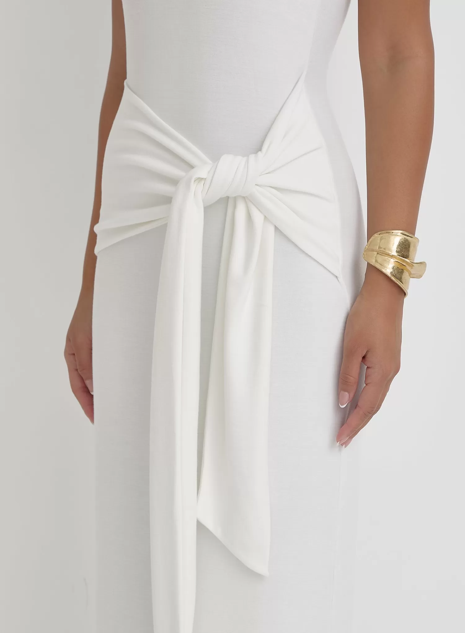 Cream Tie Front Maxi Dress- Adanna-4th & Reckless Cheap