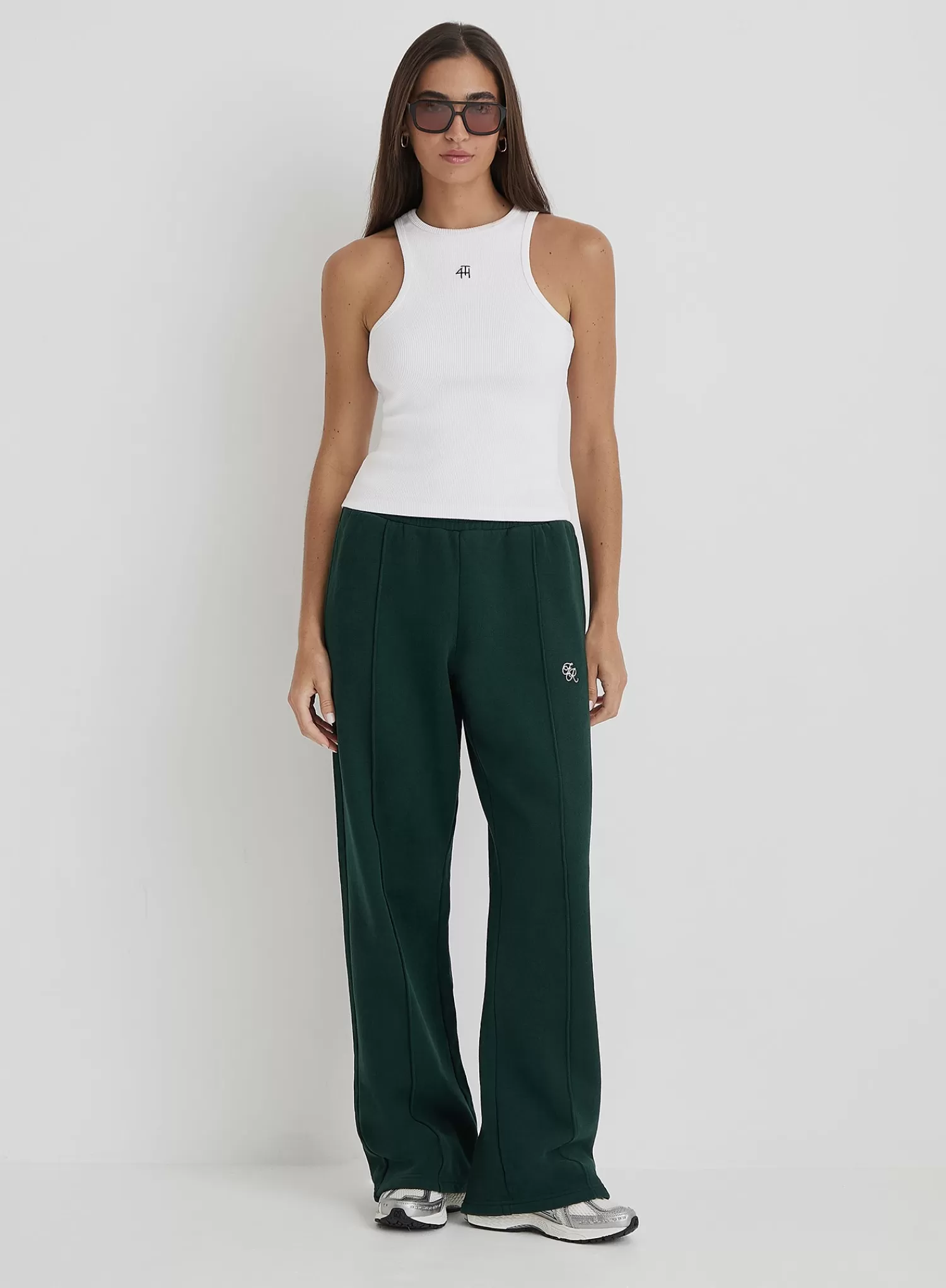 Green Fourth Branded Wide Leg Jogger- Forrest-4th & Reckless Best Sale