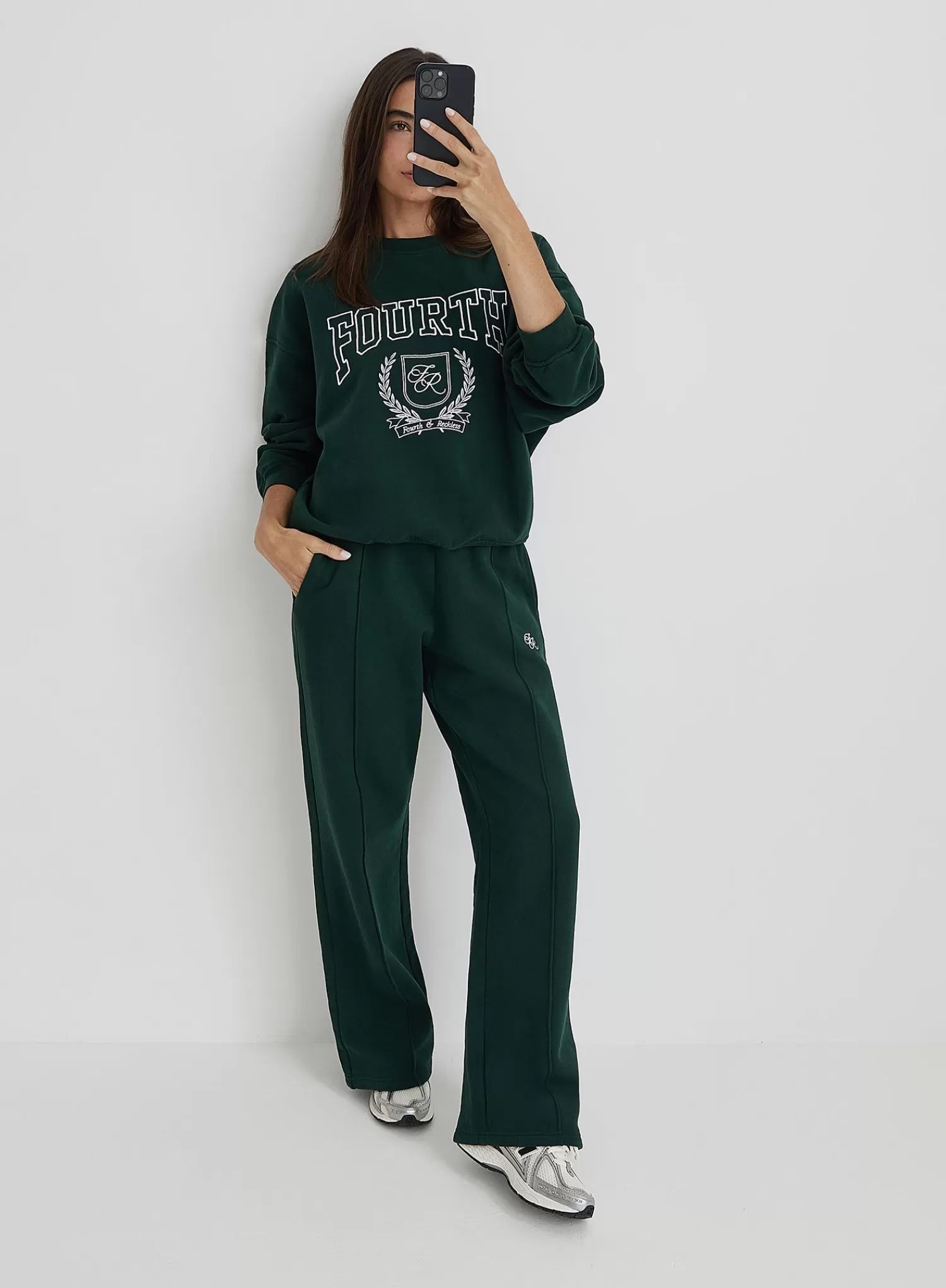 Green Fourth Branded Wide Leg Jogger- Forrest-4th & Reckless Best Sale