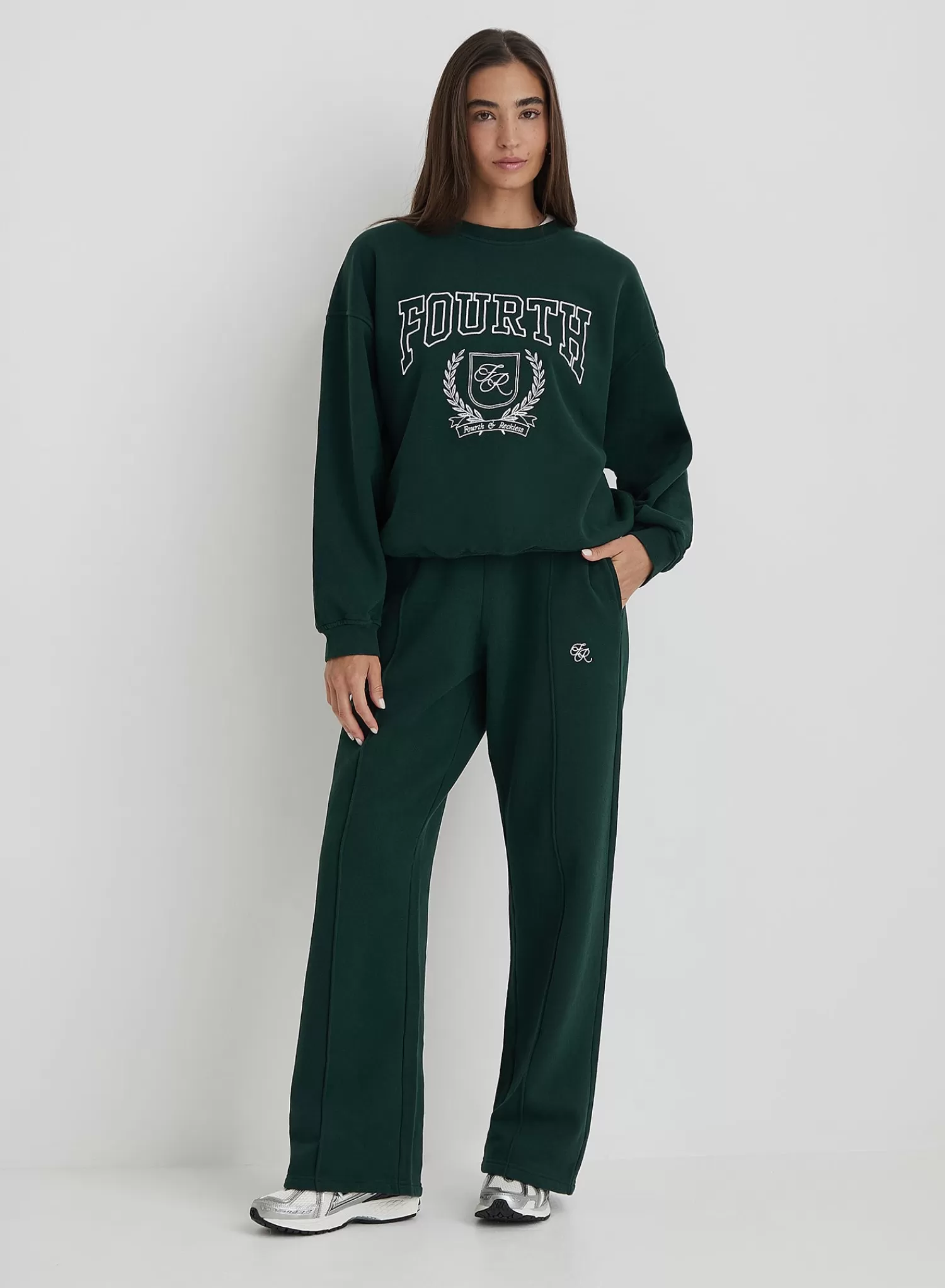 Green Fourth Branded Wide Leg Jogger- Forrest-4th & Reckless Best Sale