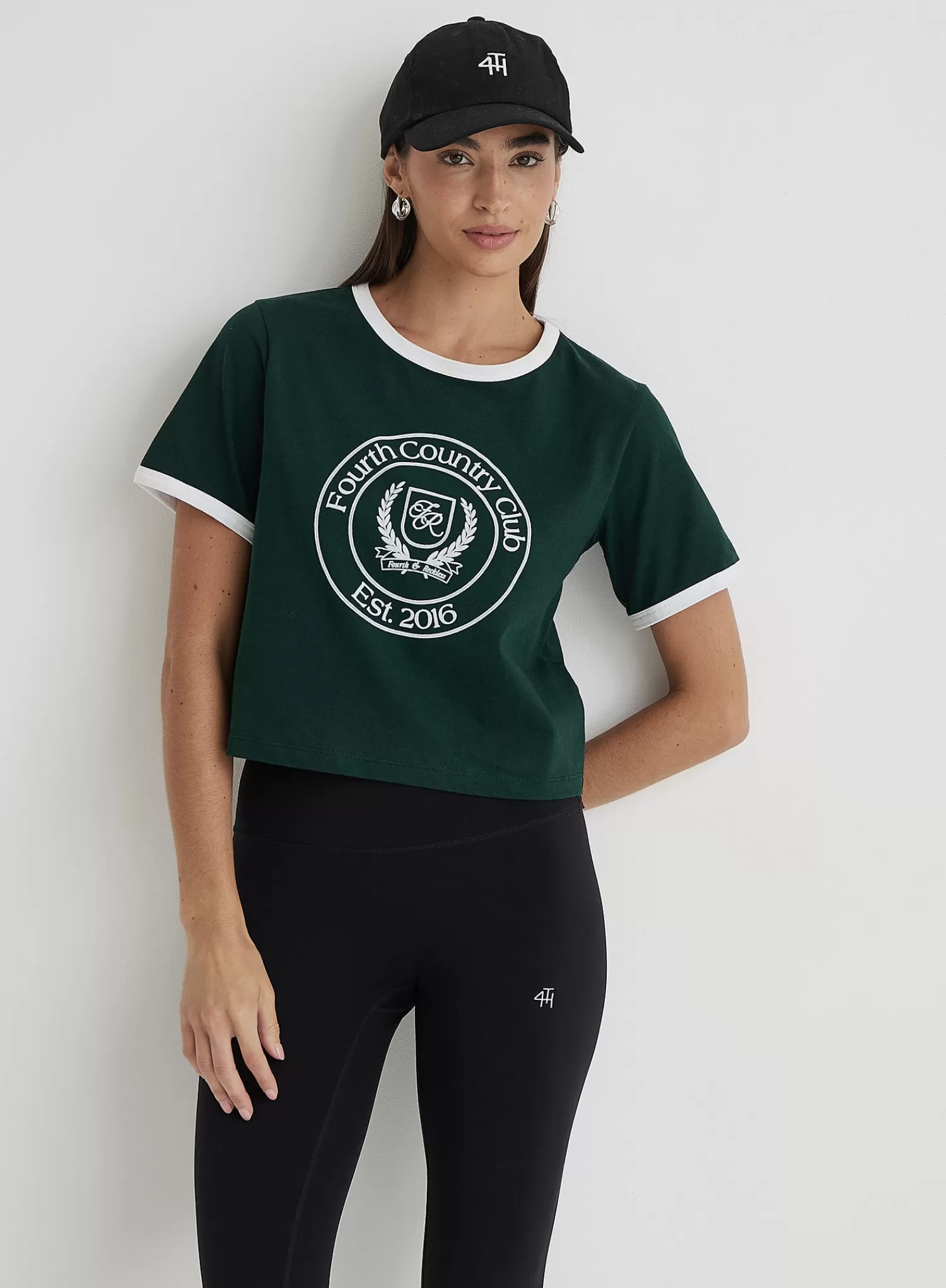 Green Fourth Country Club Cropped T-Shirt- Davidson-4th & Reckless Cheap