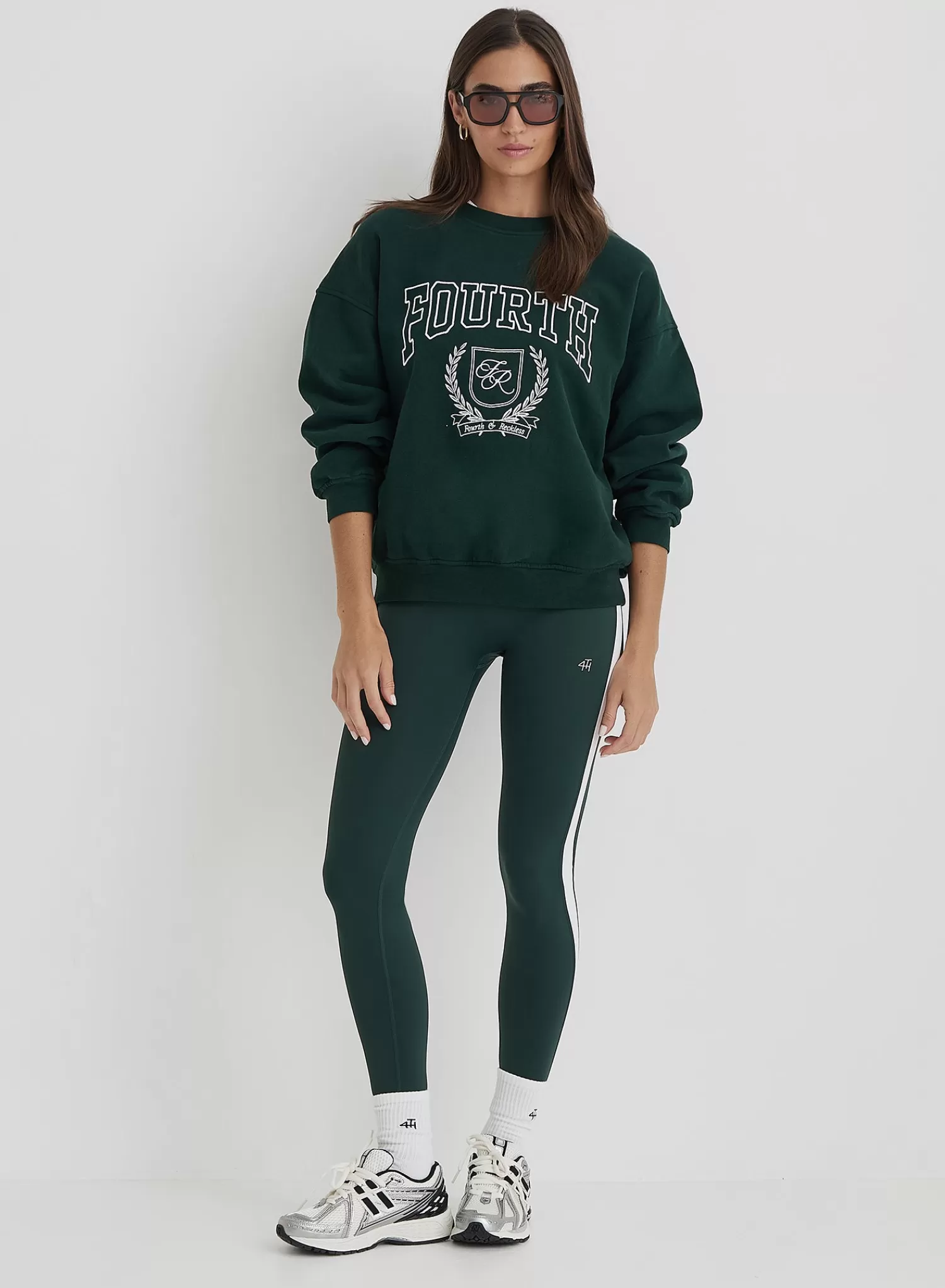 Green Fourth Varsity Relaxed Oversized Sweatshirt- Forrest-4th & Reckless Online