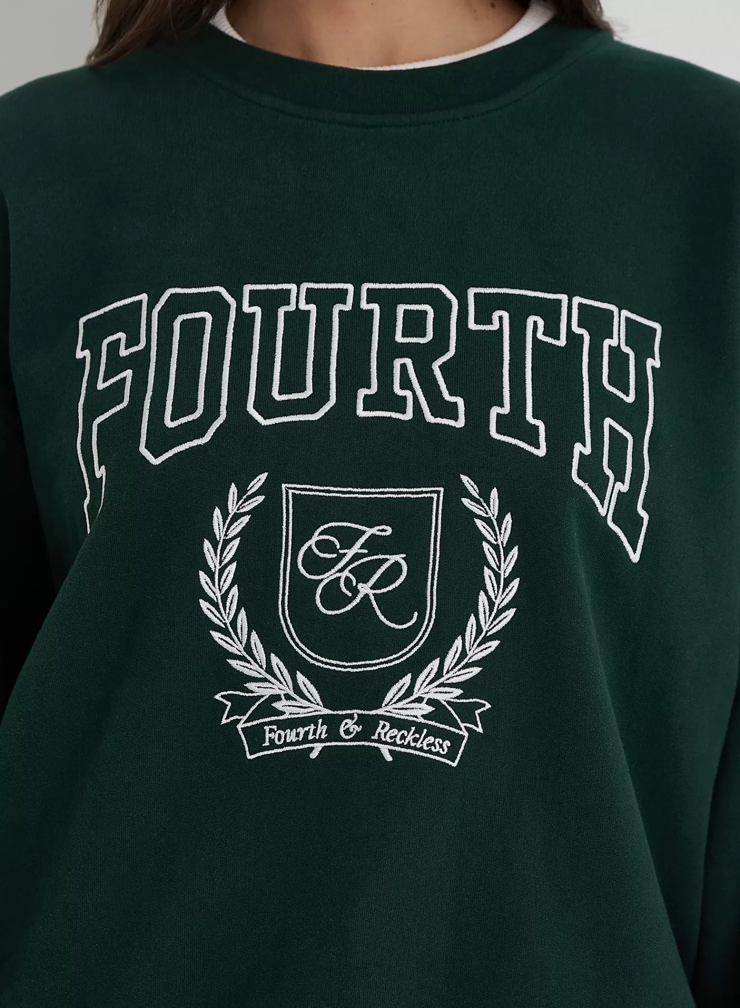 Green Fourth Varsity Relaxed Oversized Sweatshirt- Forrest-4th & Reckless Online