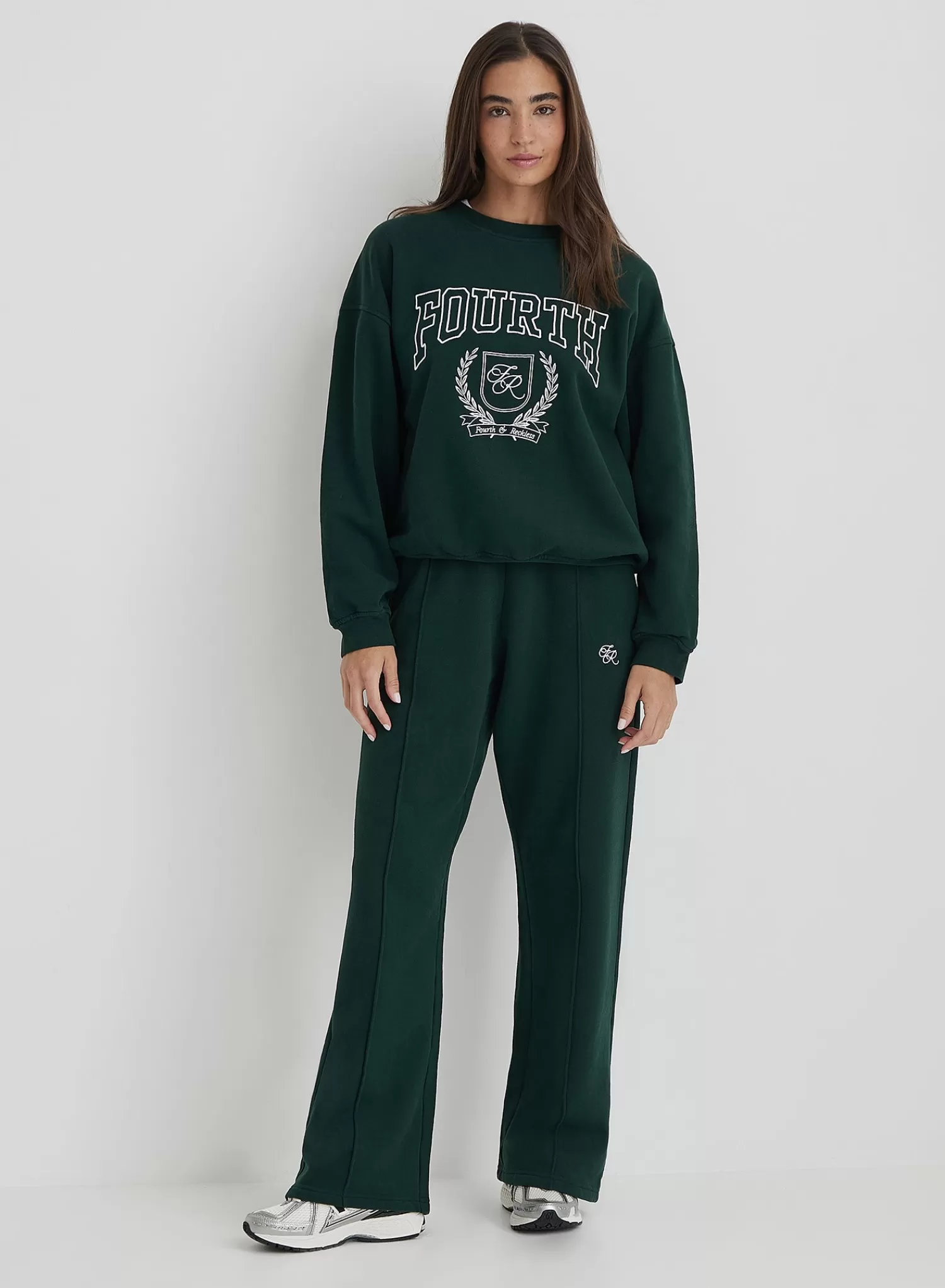 Green Fourth Varsity Relaxed Oversized Sweatshirt- Forrest-4th & Reckless Online