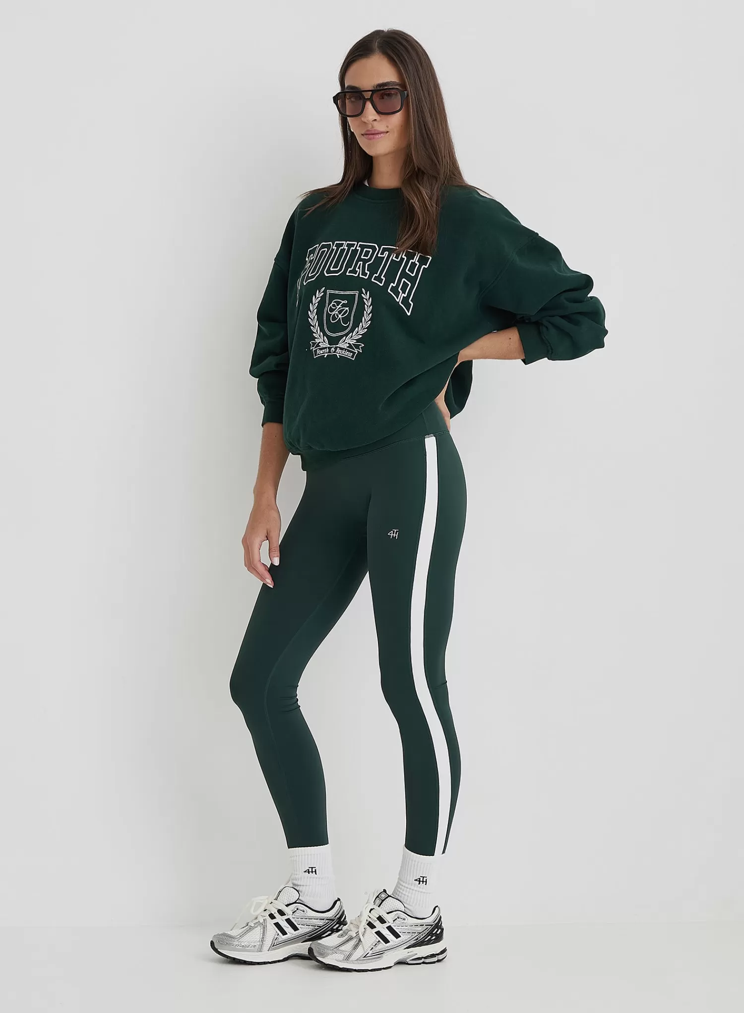Green 4th Branded Contrast Stripe Legging- Abby-4th & Reckless Best