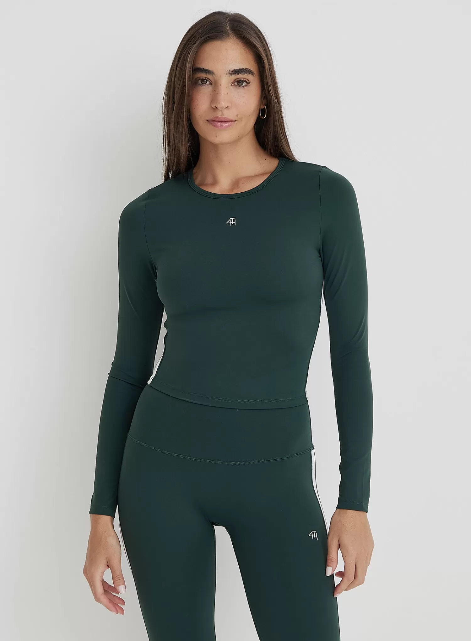 Green 4th Branded Long Sleeve Active Top- Abby-4th & Reckless Fashion