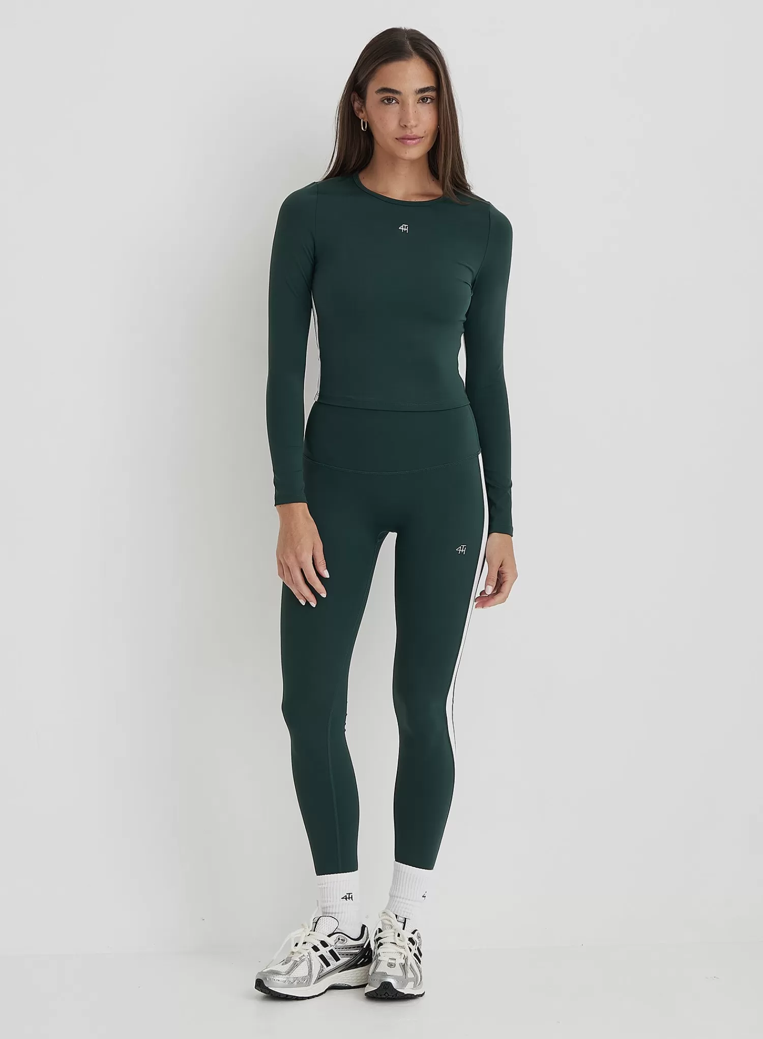 Green 4th Branded Long Sleeve Active Top- Abby-4th & Reckless Fashion