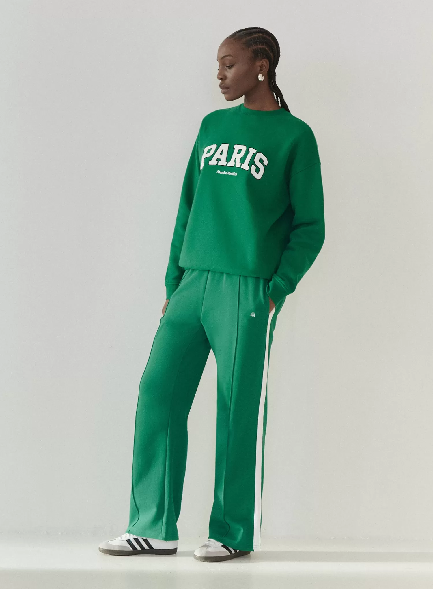 Green 4th Wide Leg Branded Jogger - Fergie-4th & Reckless Best Sale