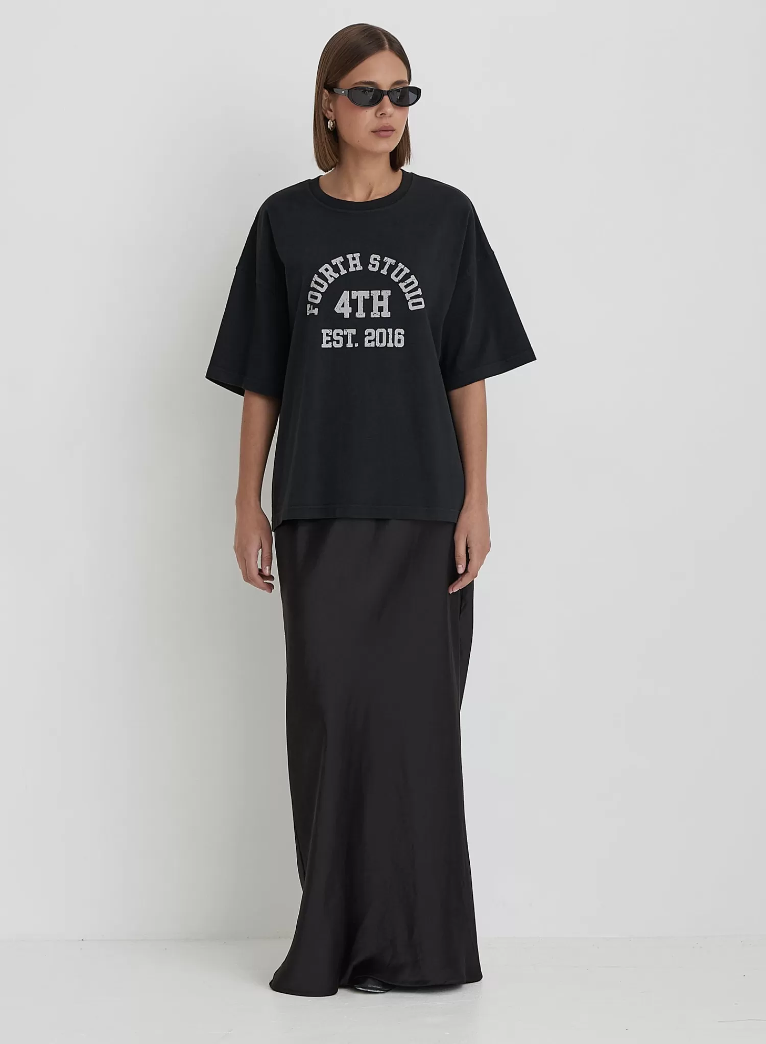 Grey Acid Wash Oversized Distressed Slogan T-Shirt- Finn-4th & Reckless Fashion