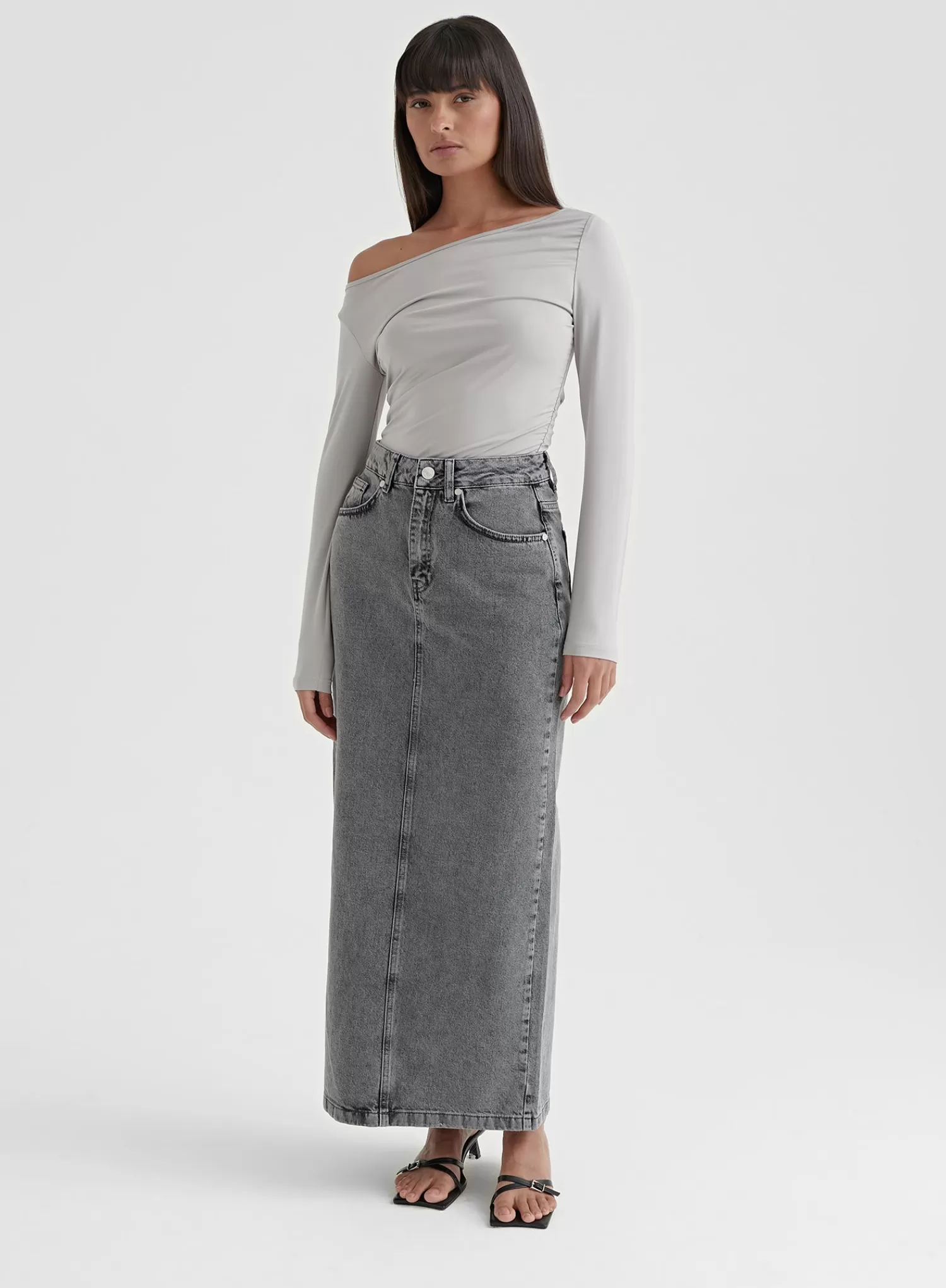 Grey Asymmetric Long Sleeve Top - Jilly-4th & Reckless Best Sale