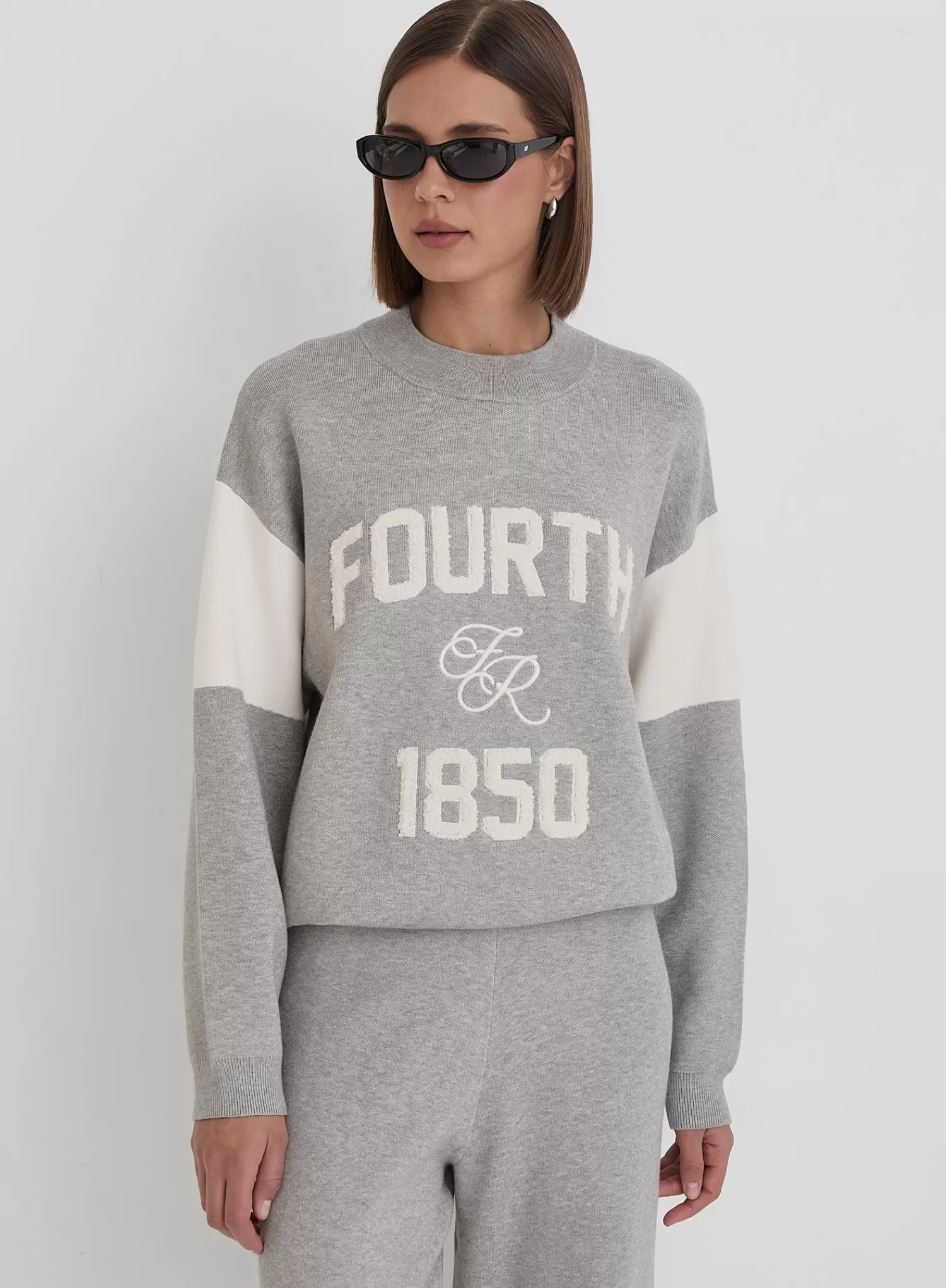 Grey Branded Knitted Jumper- Davis-4th & Reckless New