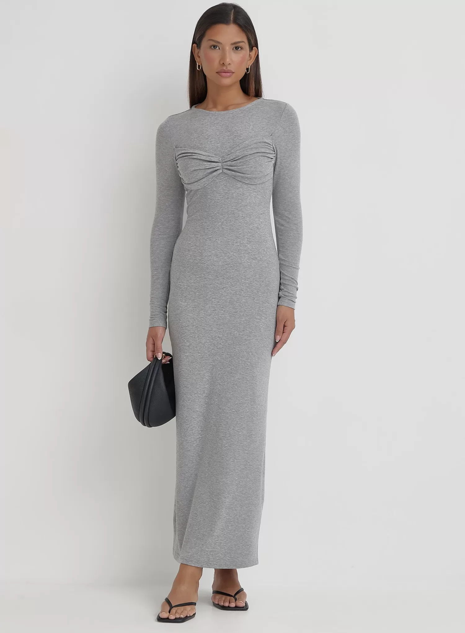 Grey Bust Detail Maxi Dress- Zofia-4th & Reckless Store