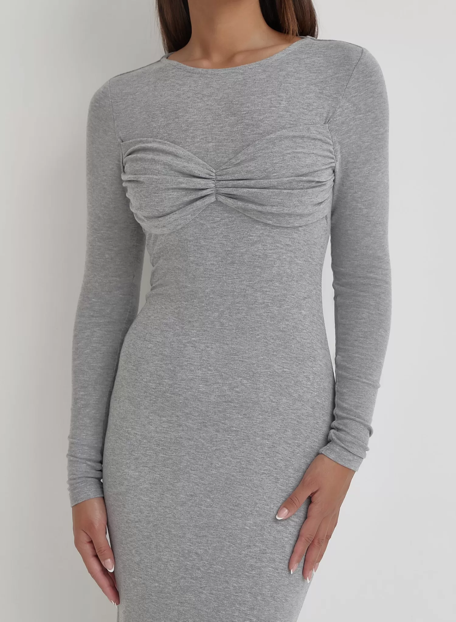 Grey Bust Detail Maxi Dress- Zofia-4th & Reckless Store