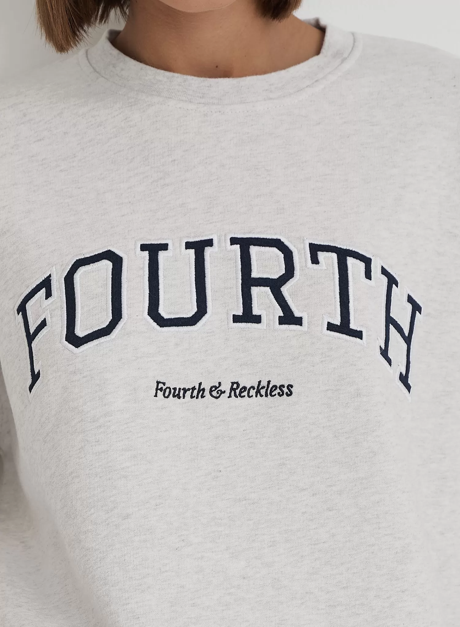 Grey Fourth Slogan Classic Longline Sweatshirt- Jen-4th & Reckless Discount
